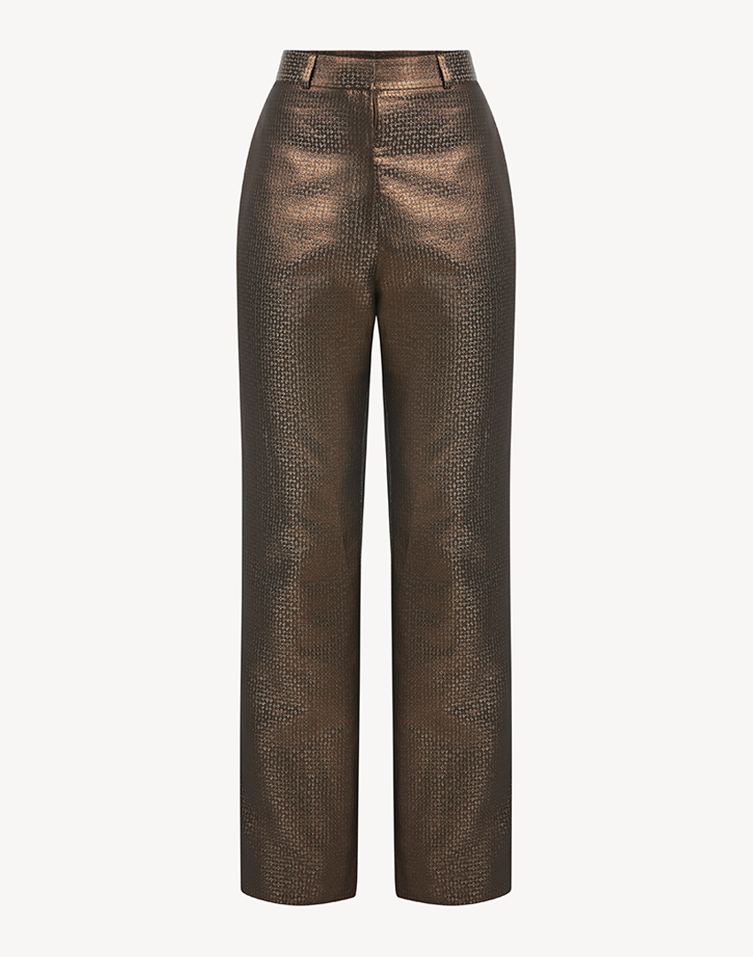 Metallic Chocolate  High Waisted Trousers