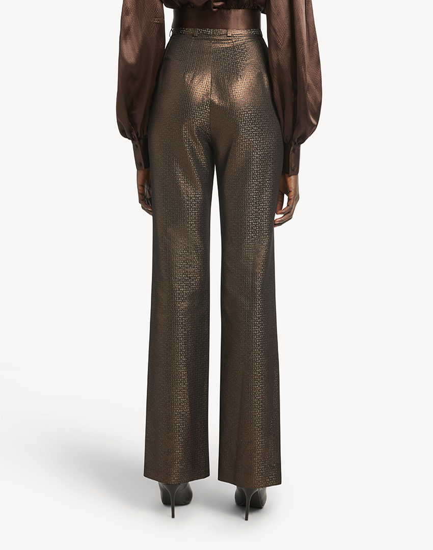 Metallic Chocolate  High Waisted Trousers