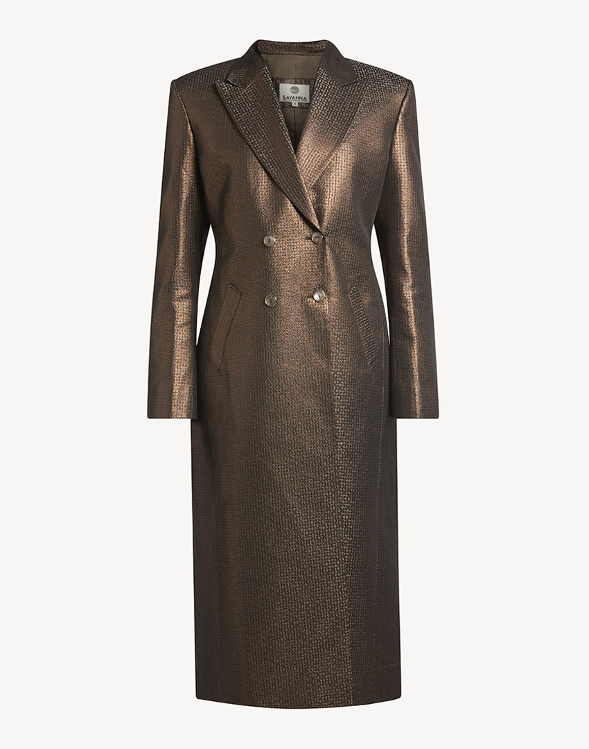 Metallic Chocolate Long Sleeve Coat