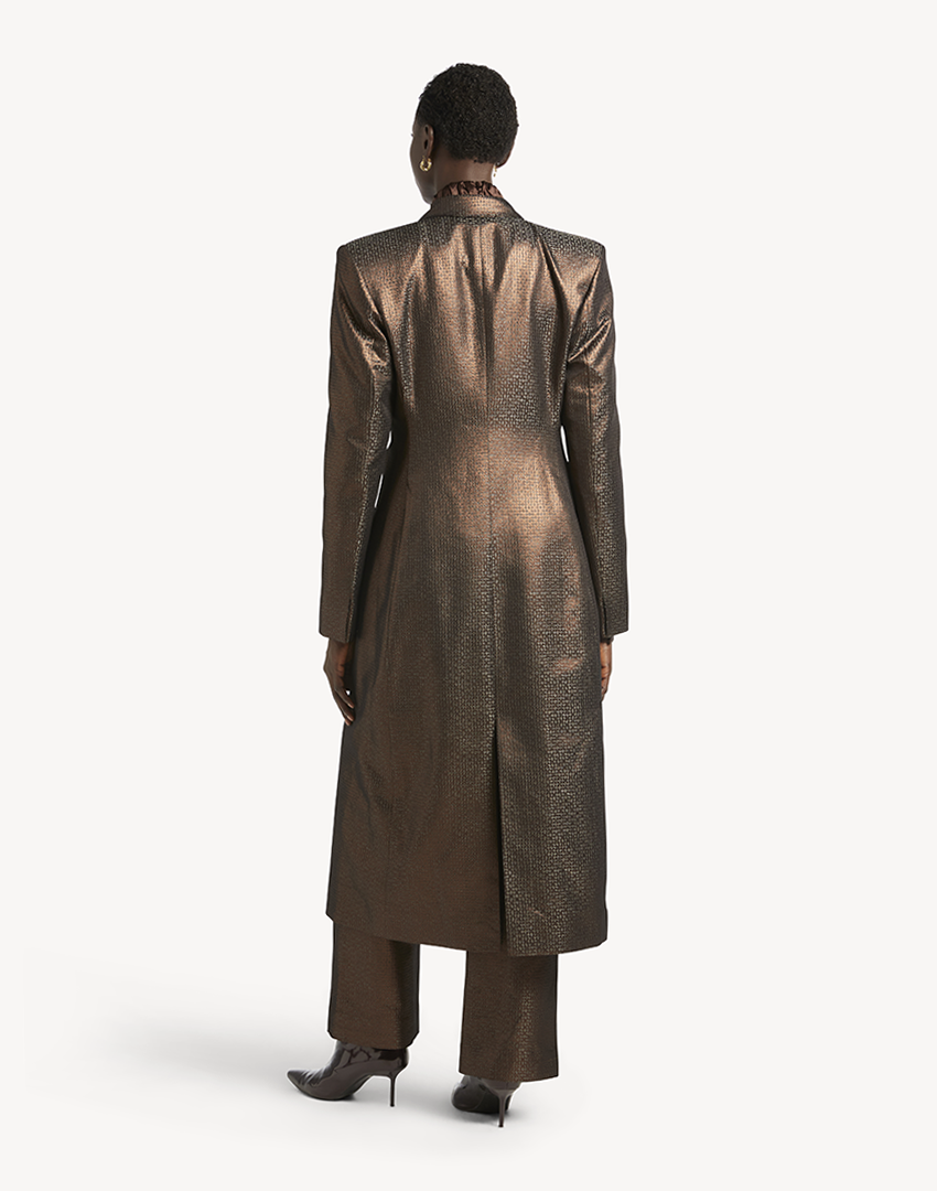 Metallic Chocolate Long Sleeve Coat