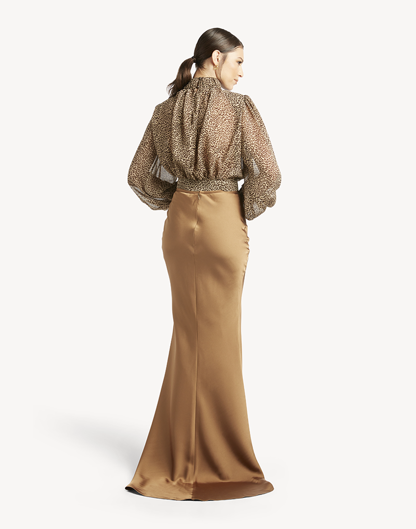 Satin Mermaid Maxi Skirt- Caramel