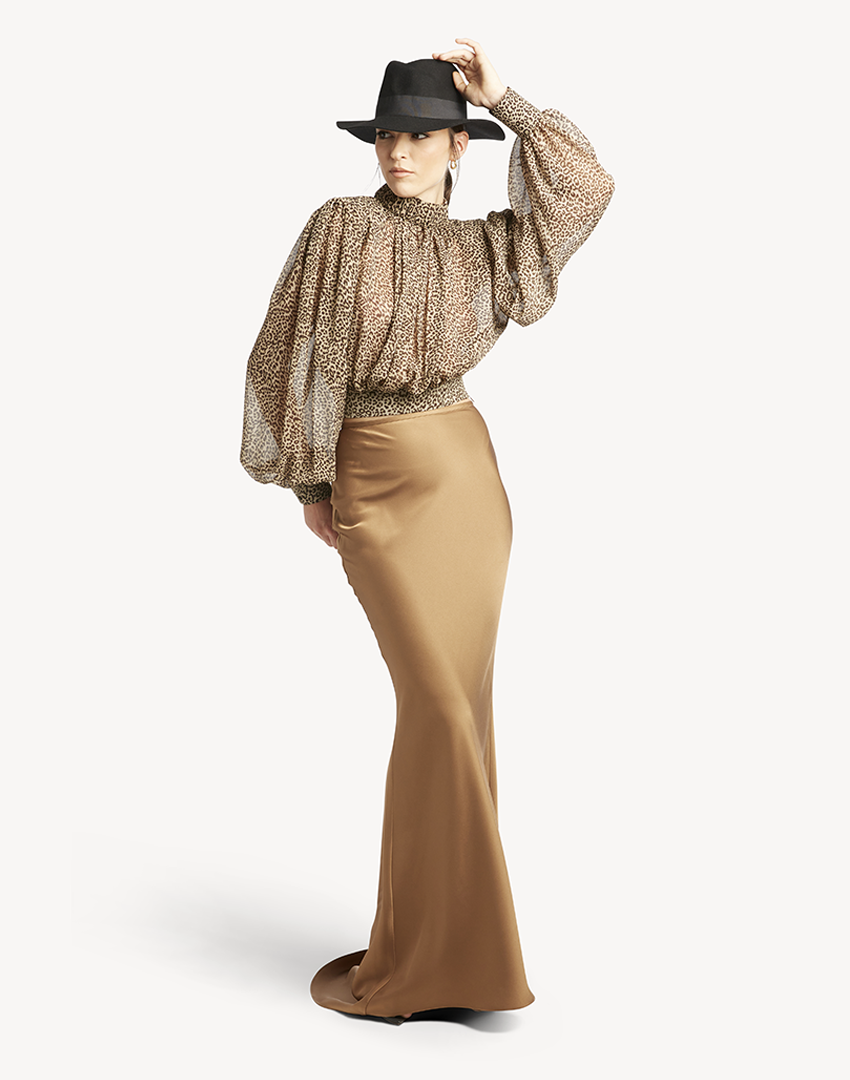 Satin Mermaid Maxi Skirt- Caramel