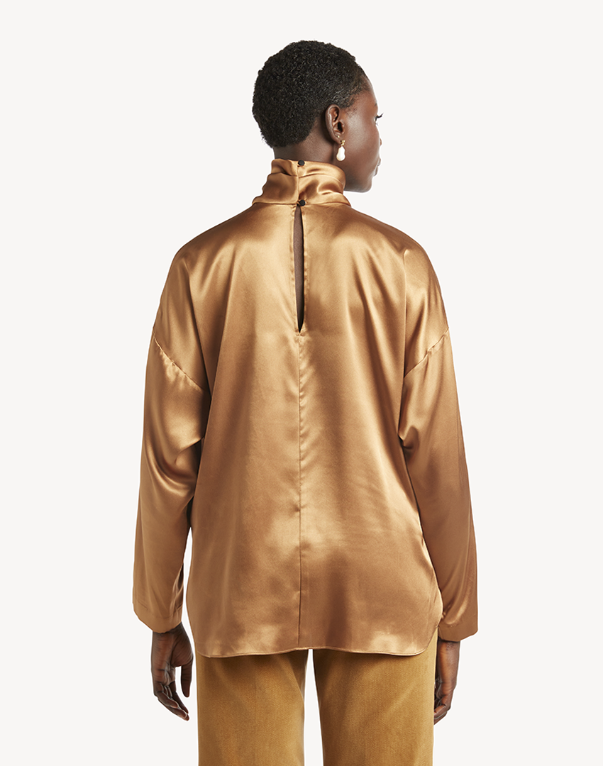 Satin High Neck Blouse