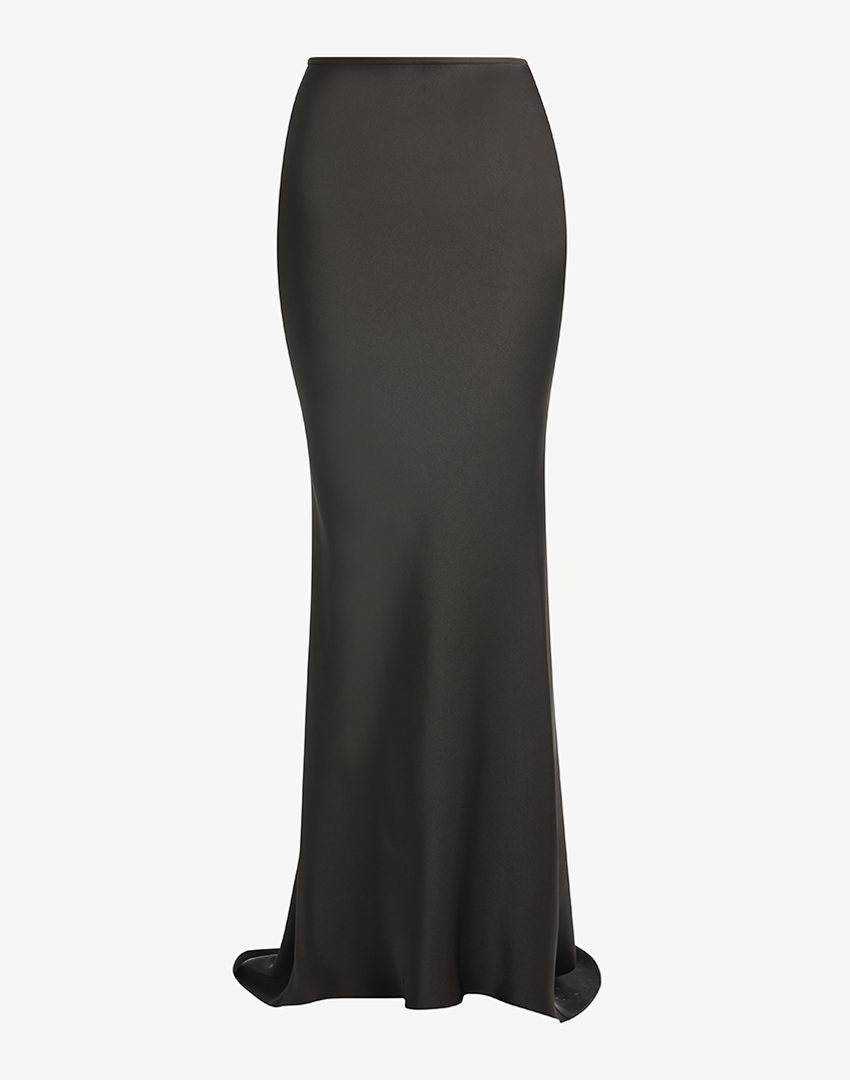 Satin Mermaid Maxi Skirt - Black