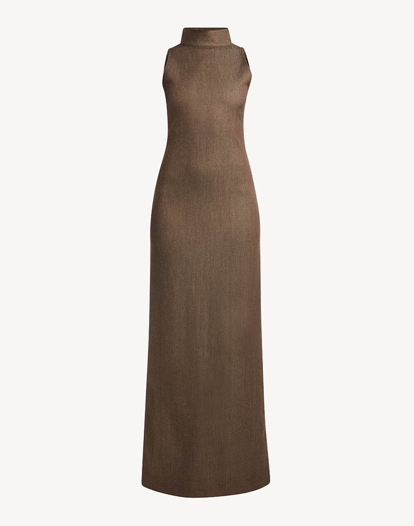 Denim Sleeveless Maxi Dress- Chocolate