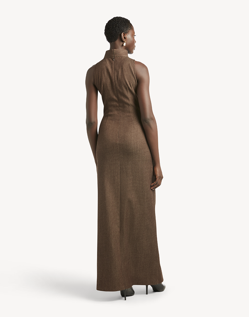 Denim Sleeveless Maxi Dress- Chocolate