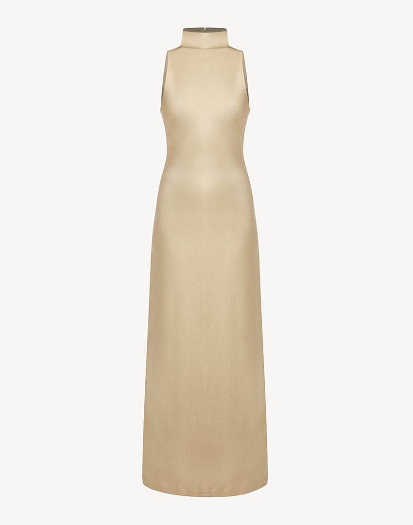 Denim Sleeveless Maxi Dress - Ivory