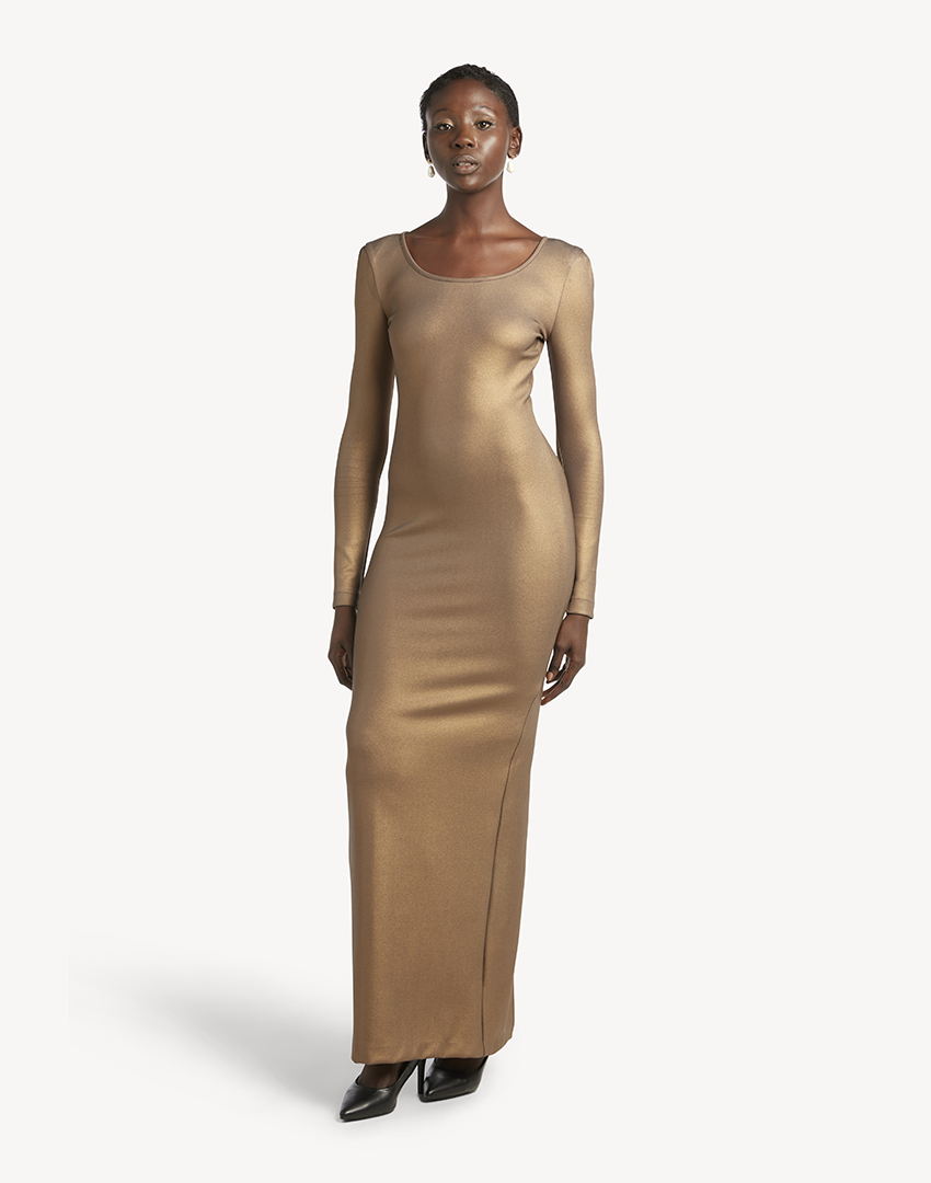 Metallic Bodycon Maxi Dress