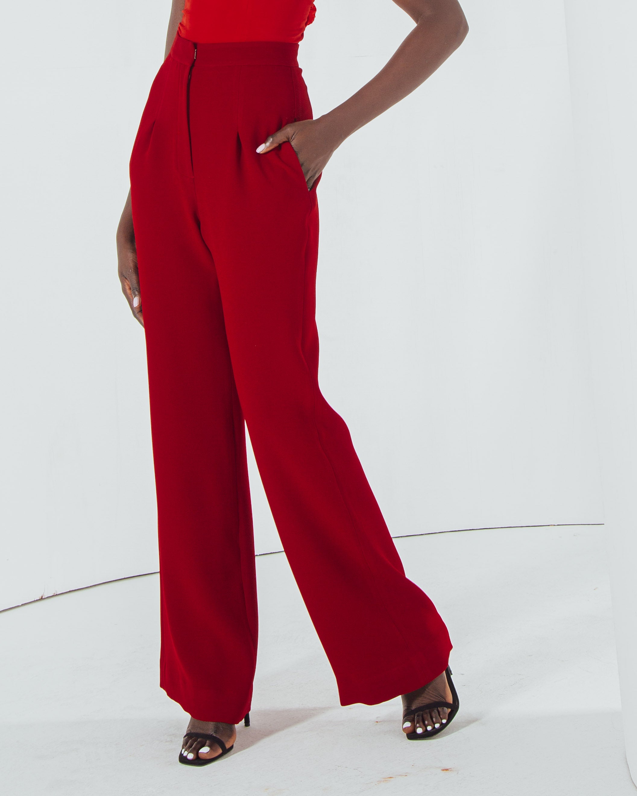 Essentials High Waisted Crepe Trousers