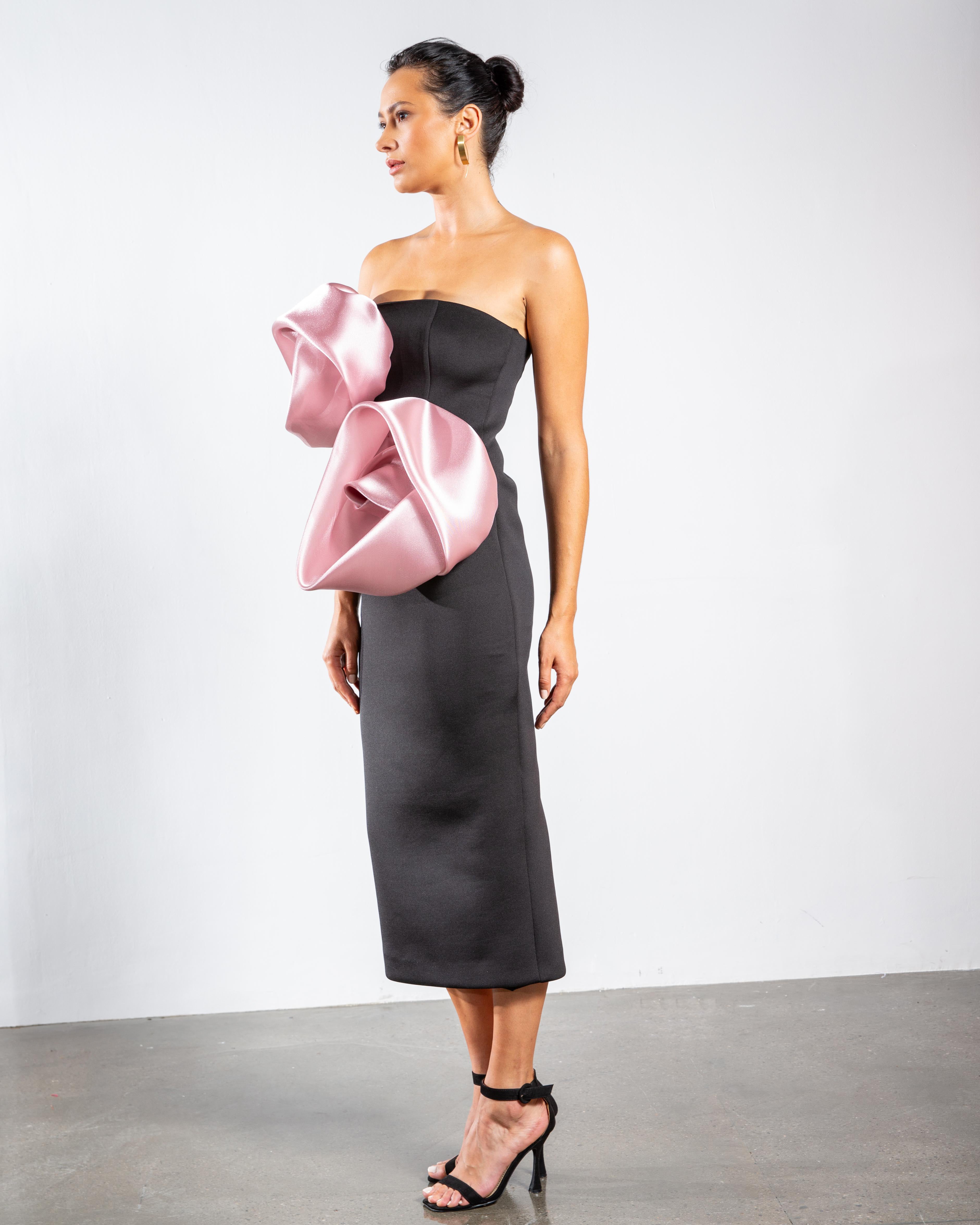 Deux Roses Strapless Midi Dress