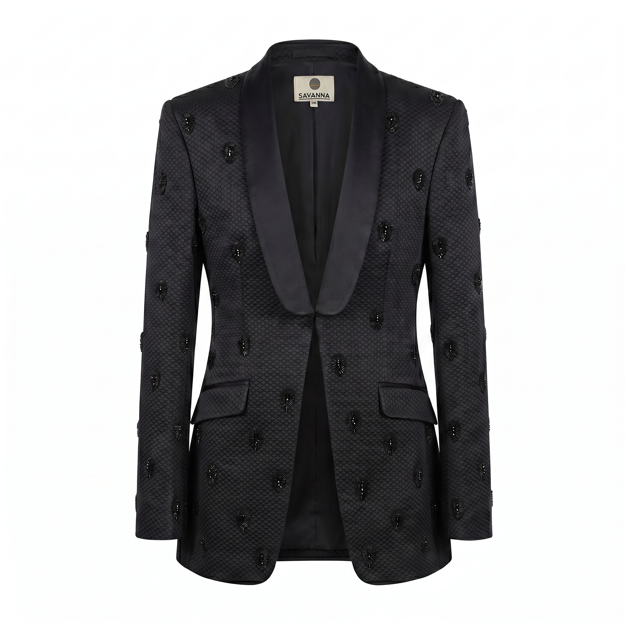Bead Embellished Tuxedo Blazer