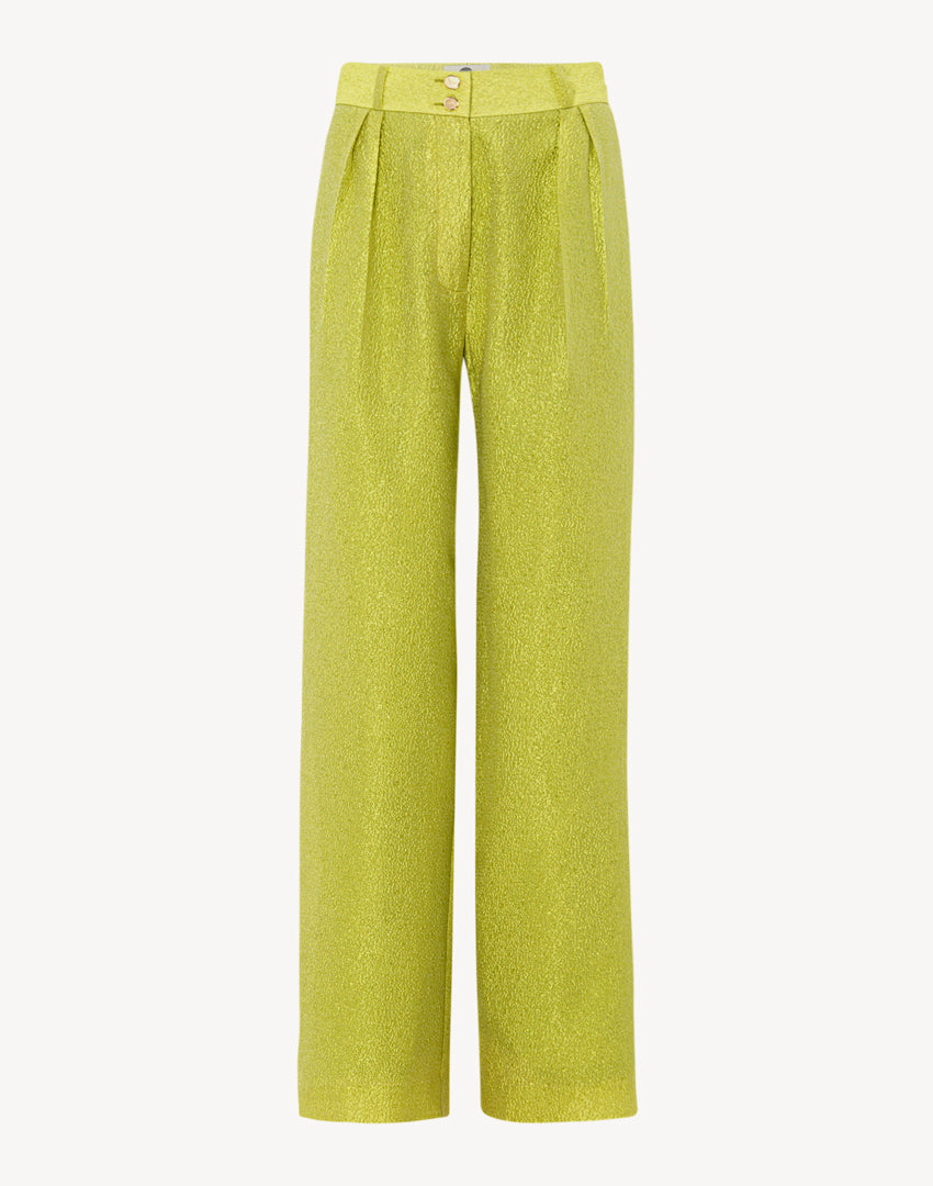 Silk Brocade High Waisted Trousers