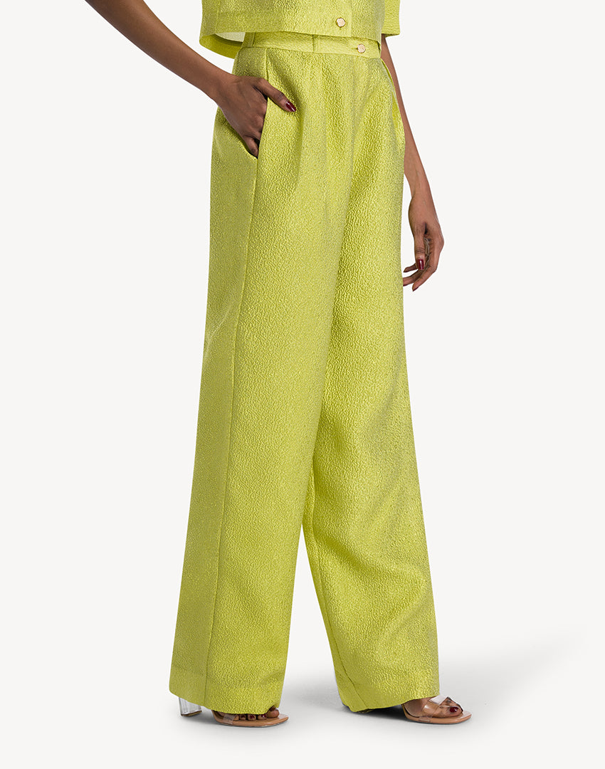 Silk Brocade High Waisted Trousers