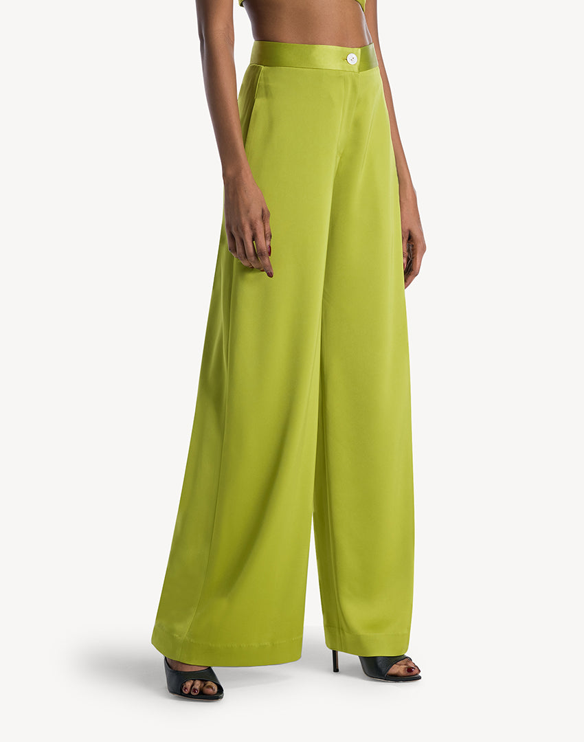 Essential Satin Trousers - Acid Green