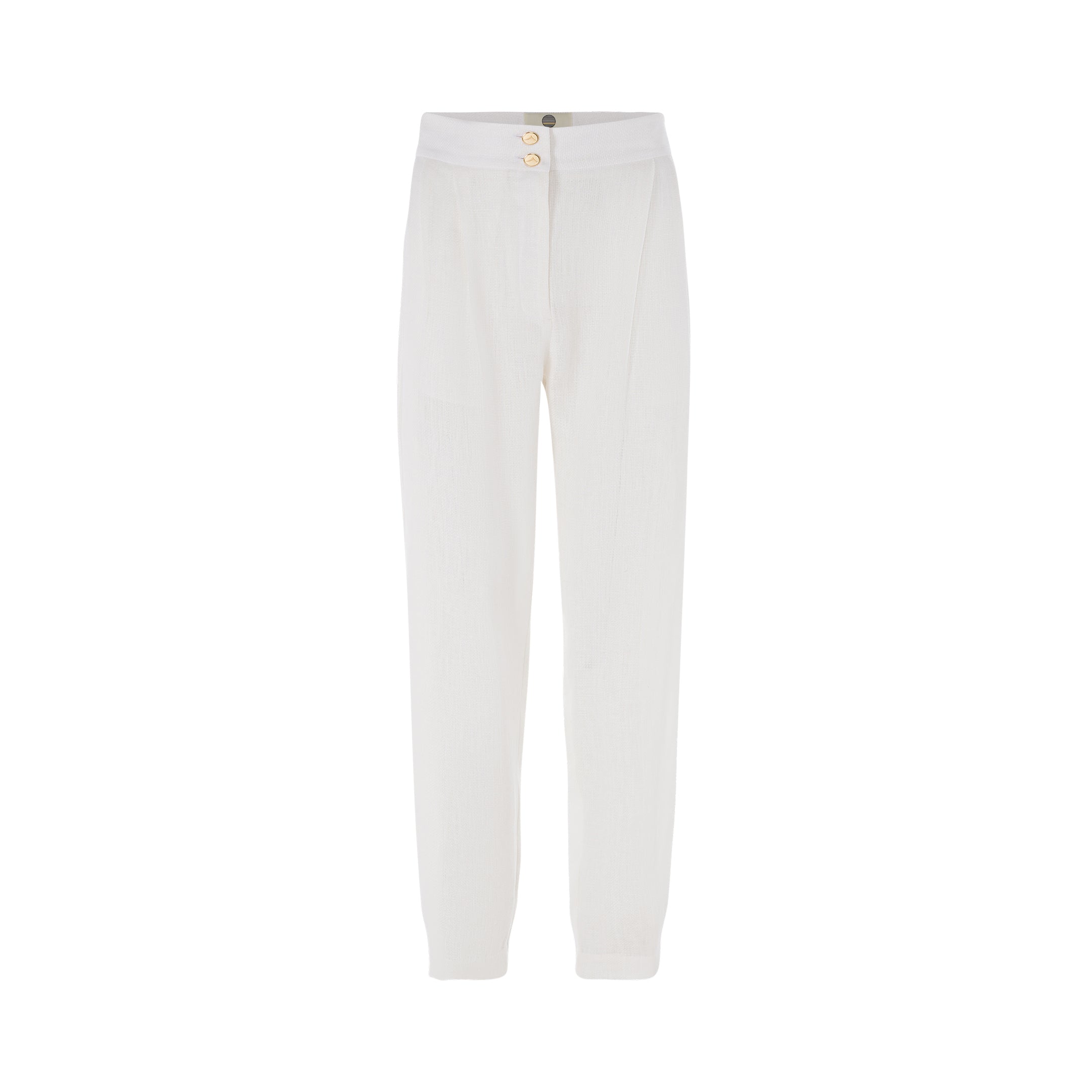 Linen Pleated Trousers - White