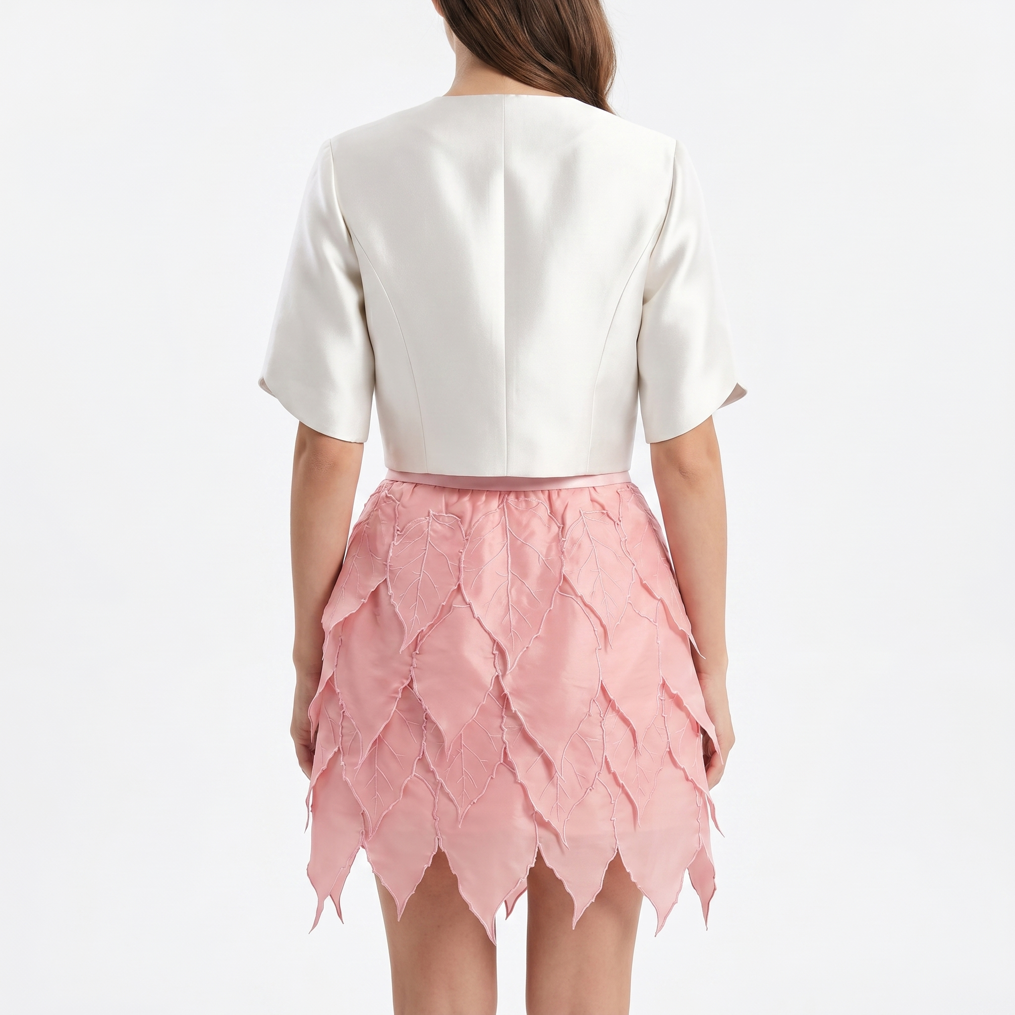 Layered Leaf Appliqué Mini Skirt
