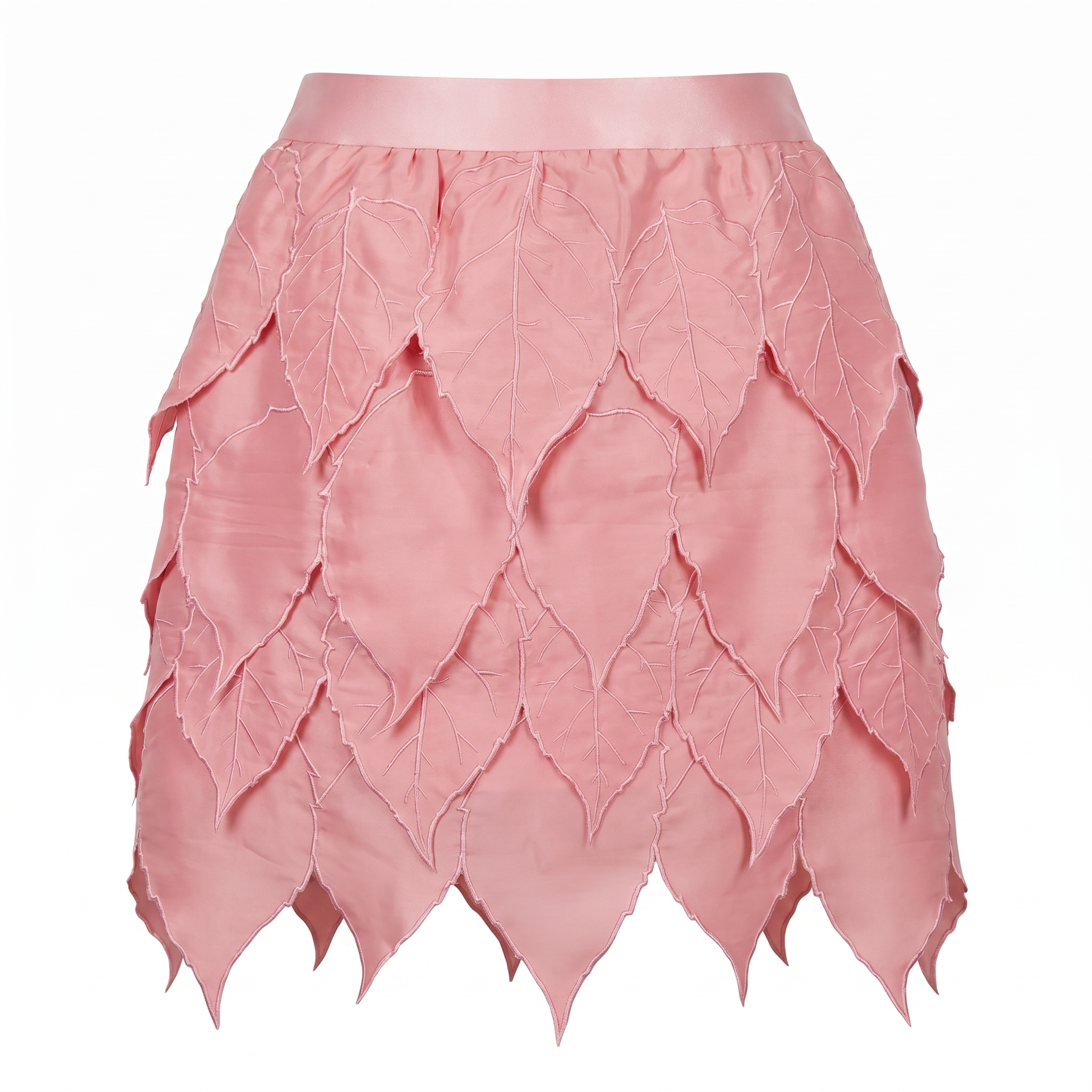 Layered Leaf Appliqué Mini Skirt