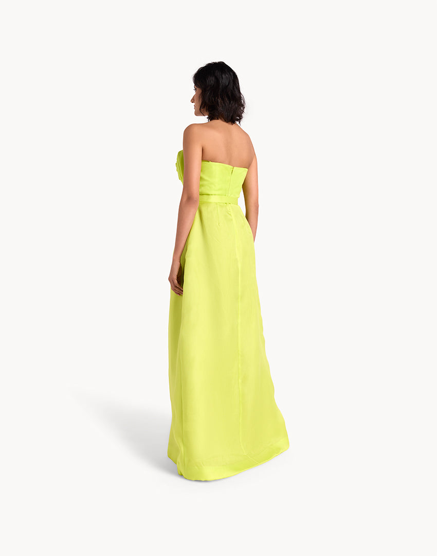 Neon Green Silk Organza Corset Dress | Bold & Elegant | Savanna Creations Neon Green Silk Organza Corset Dress | Bold & Elegant | Savanna Creations