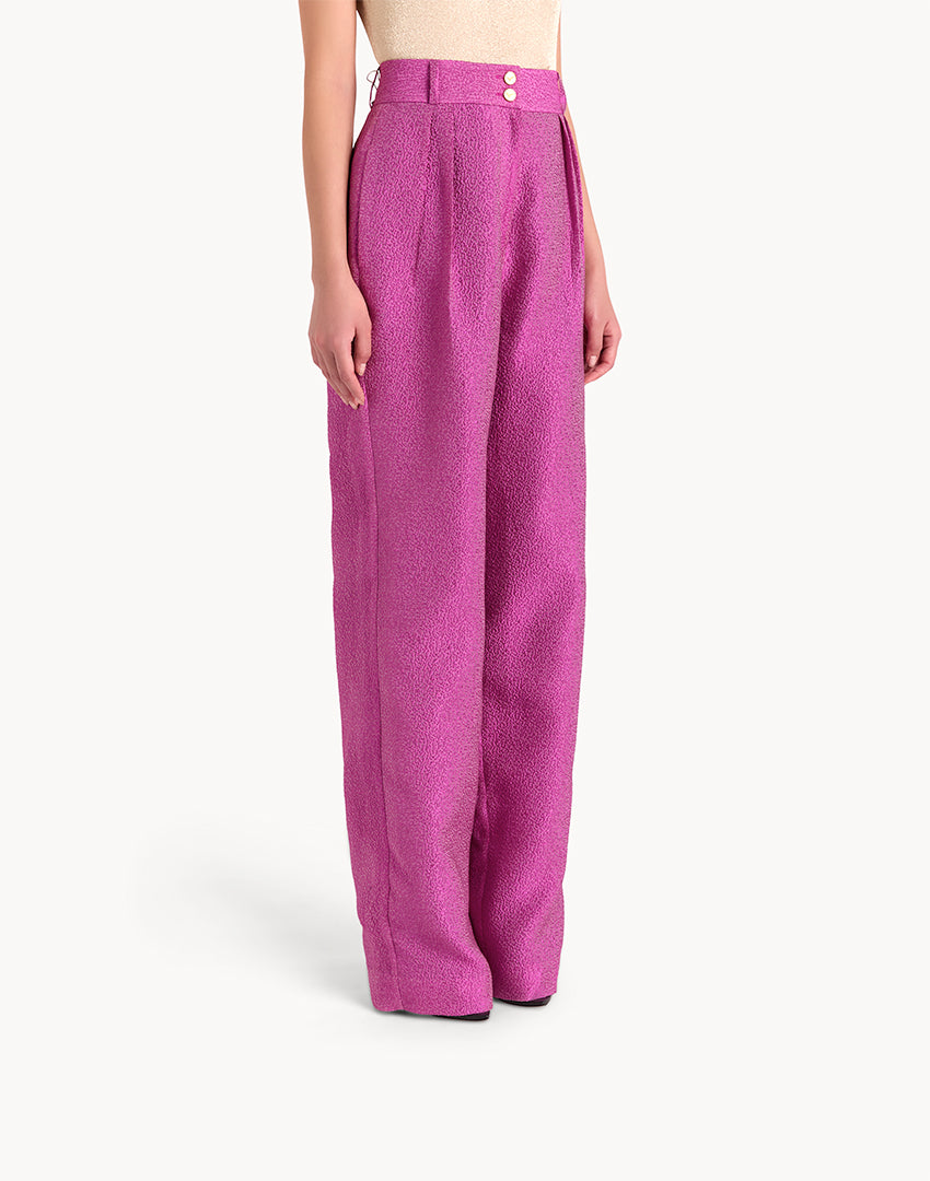 Silk Brocade High Waisted Trousers