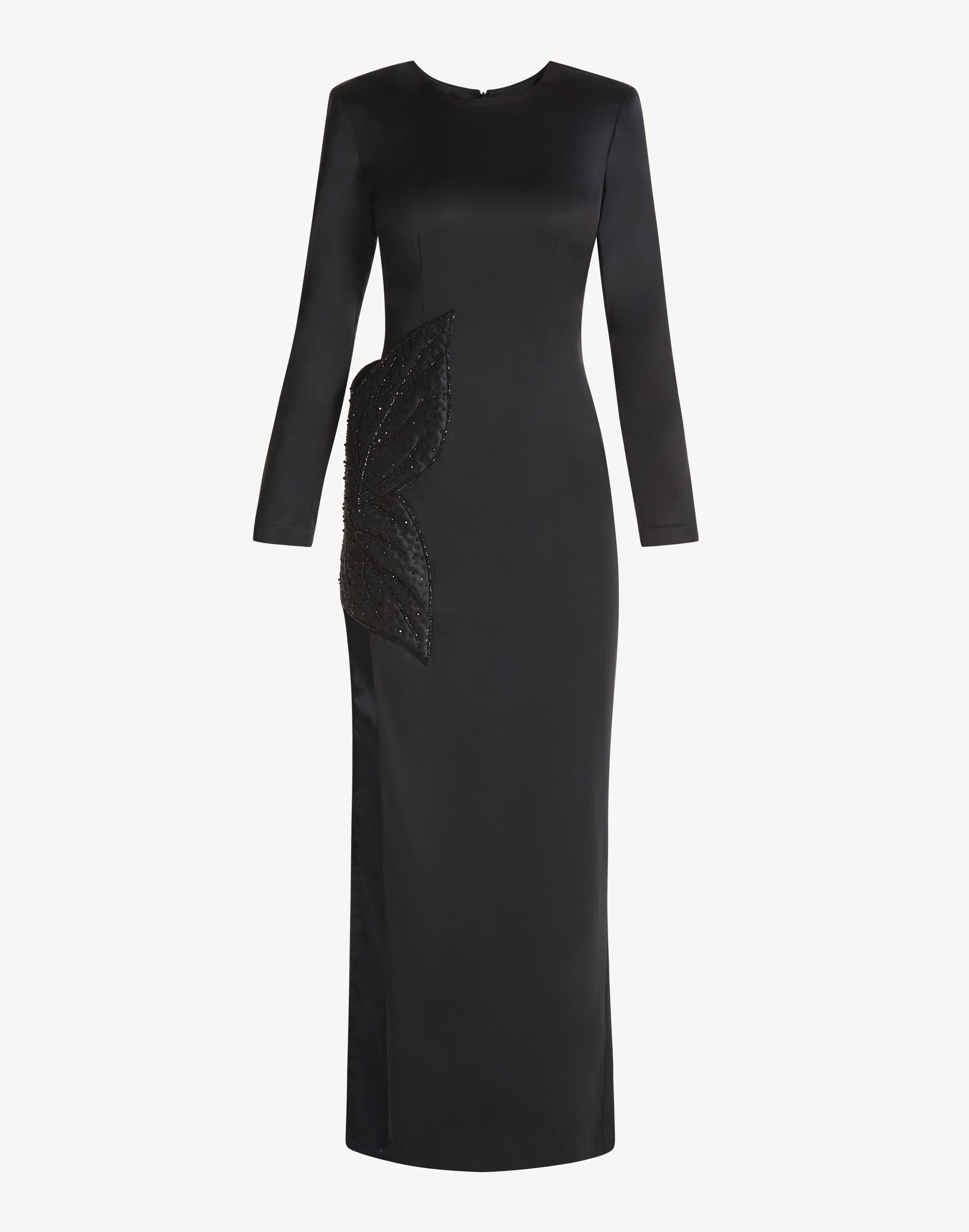 Elegance Leaf Appliqué High Leg Dress