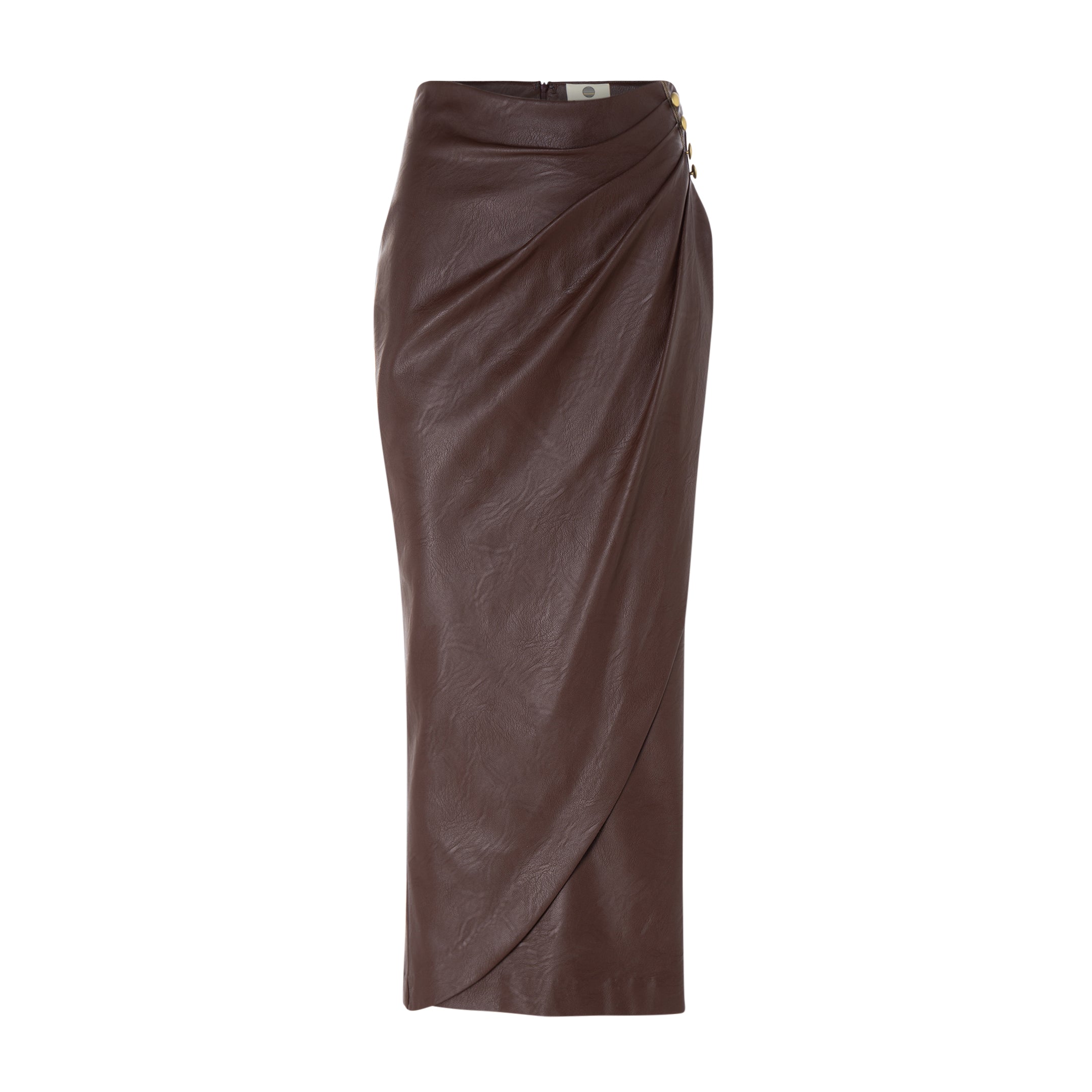 Faux Leather Pleated-Front Pencil Skirt