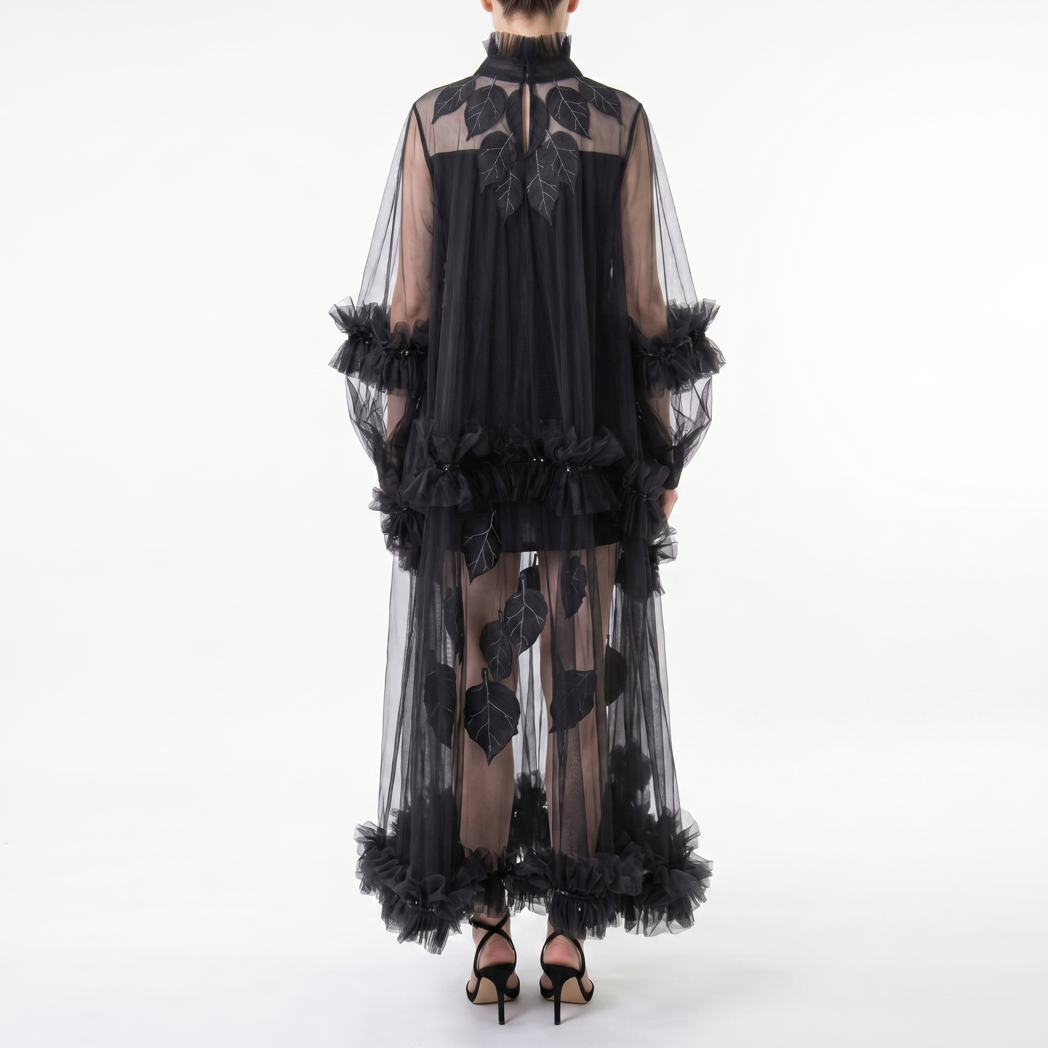 Sheer Ruffled Folia Tulle Dress