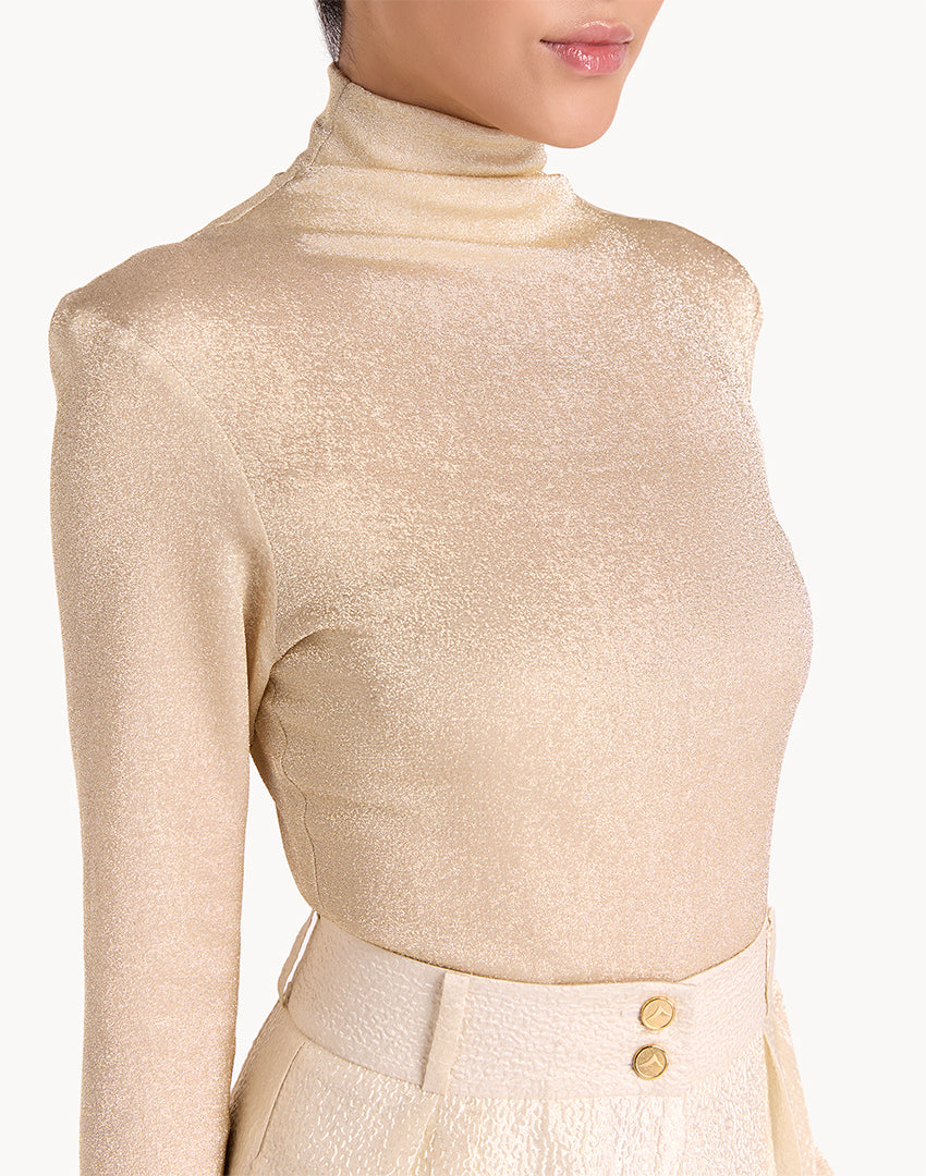 Bodysuit Long Sleeve Shirt - Gold