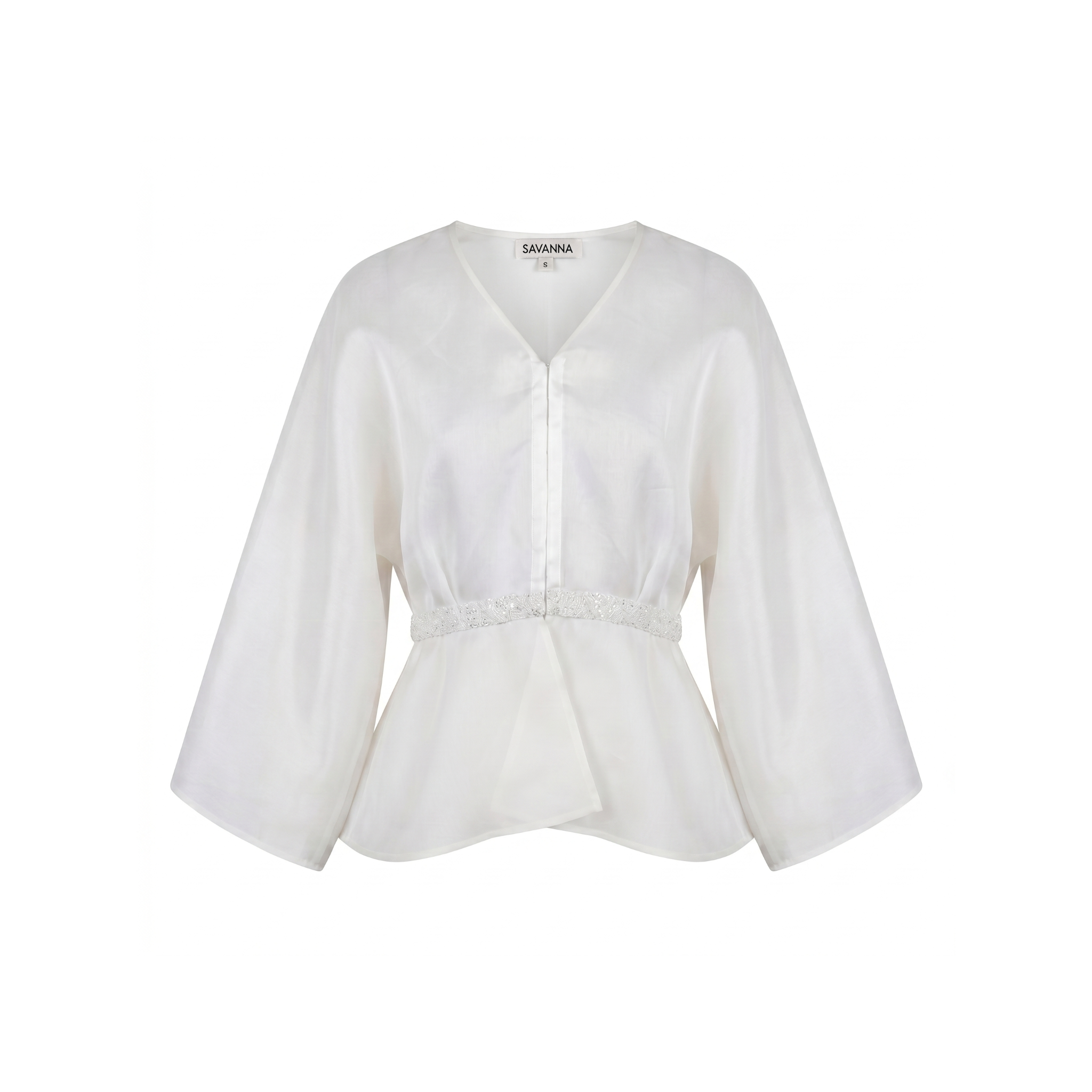 Beaded Peplum Organza Blouse