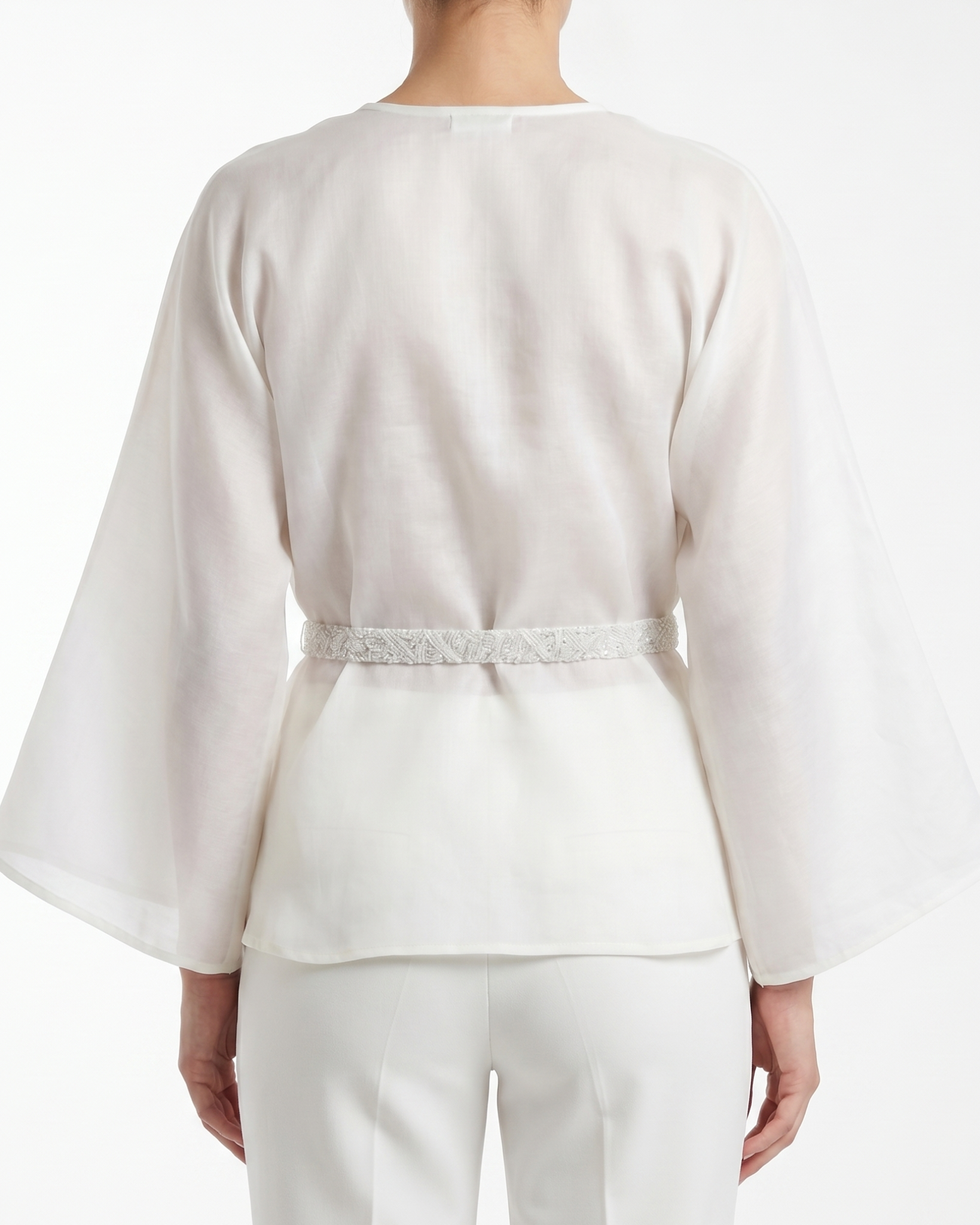 Beaded Peplum Organza Blouse
