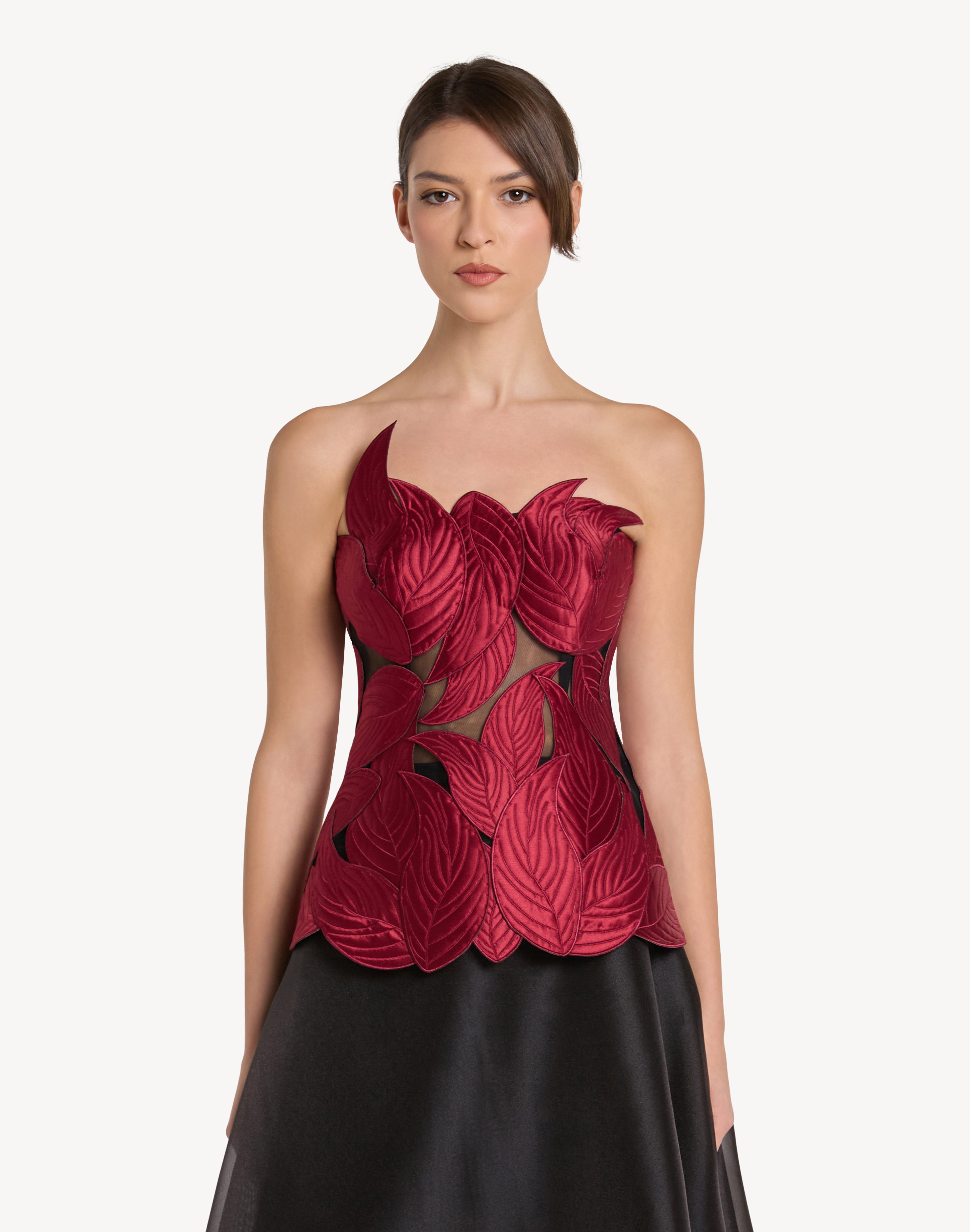 Grandeur Leaf Appliqué Corset