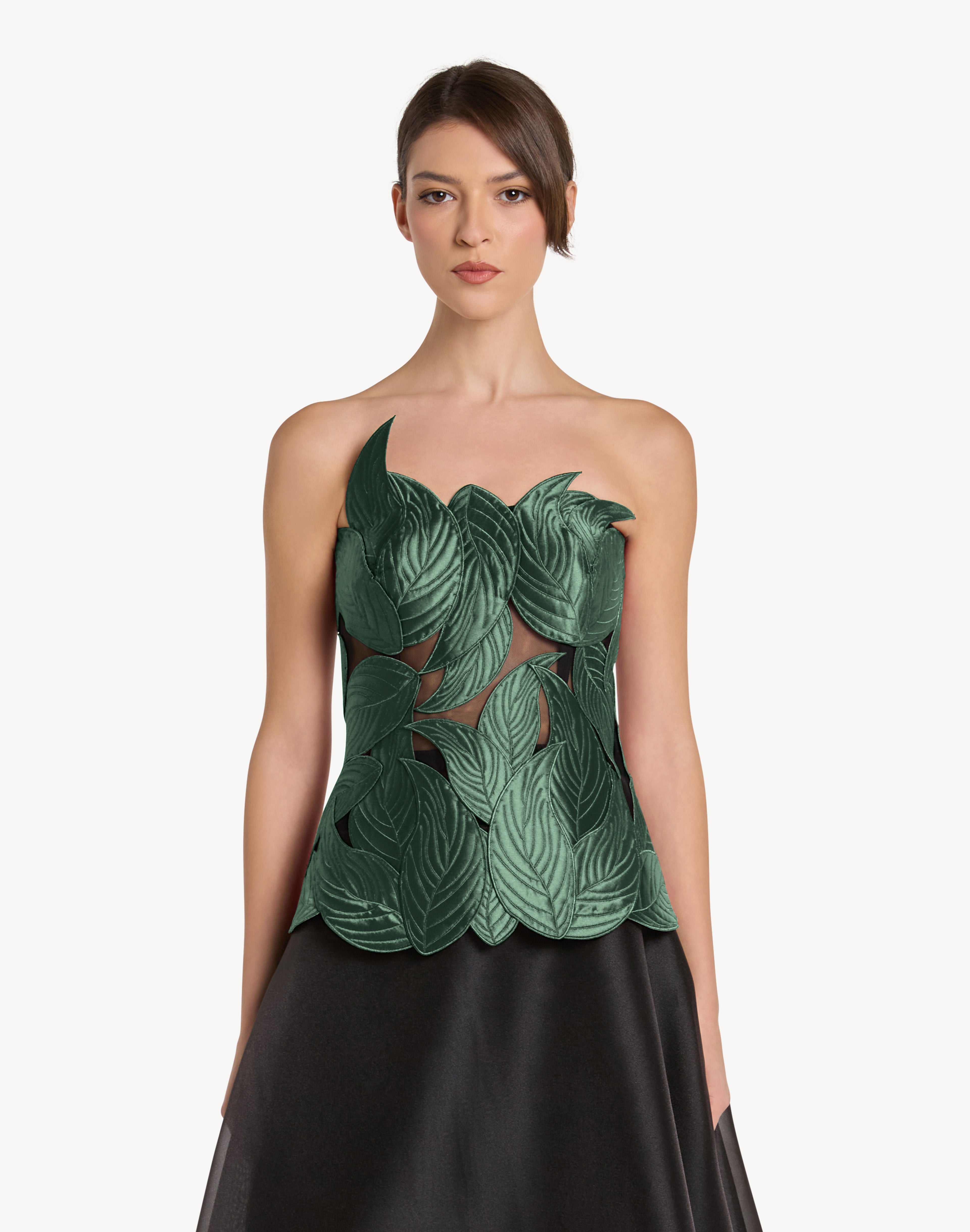 Grandeur Leaf Appliqué Corset