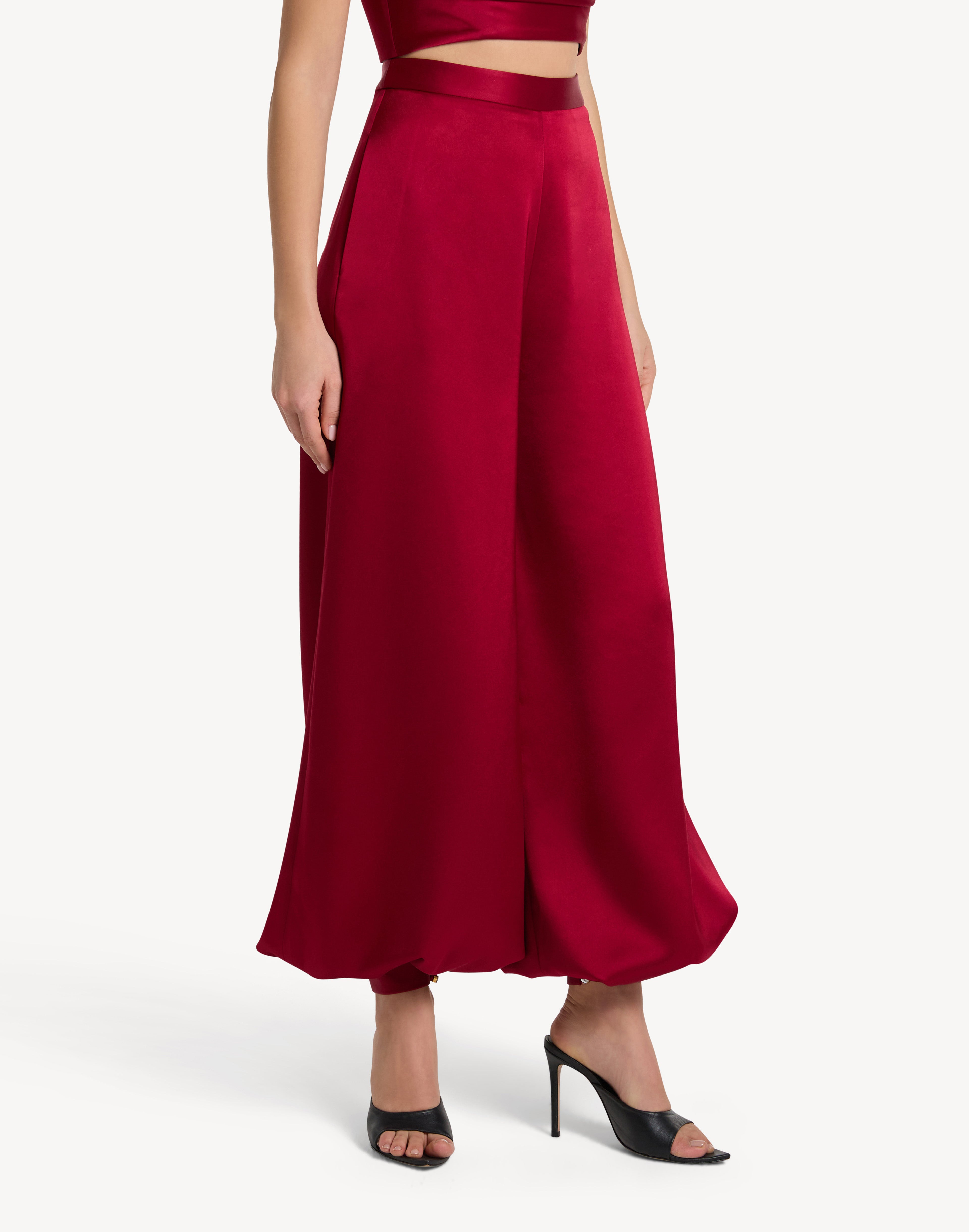 Button Cuff Detail Satin Haram Trousers