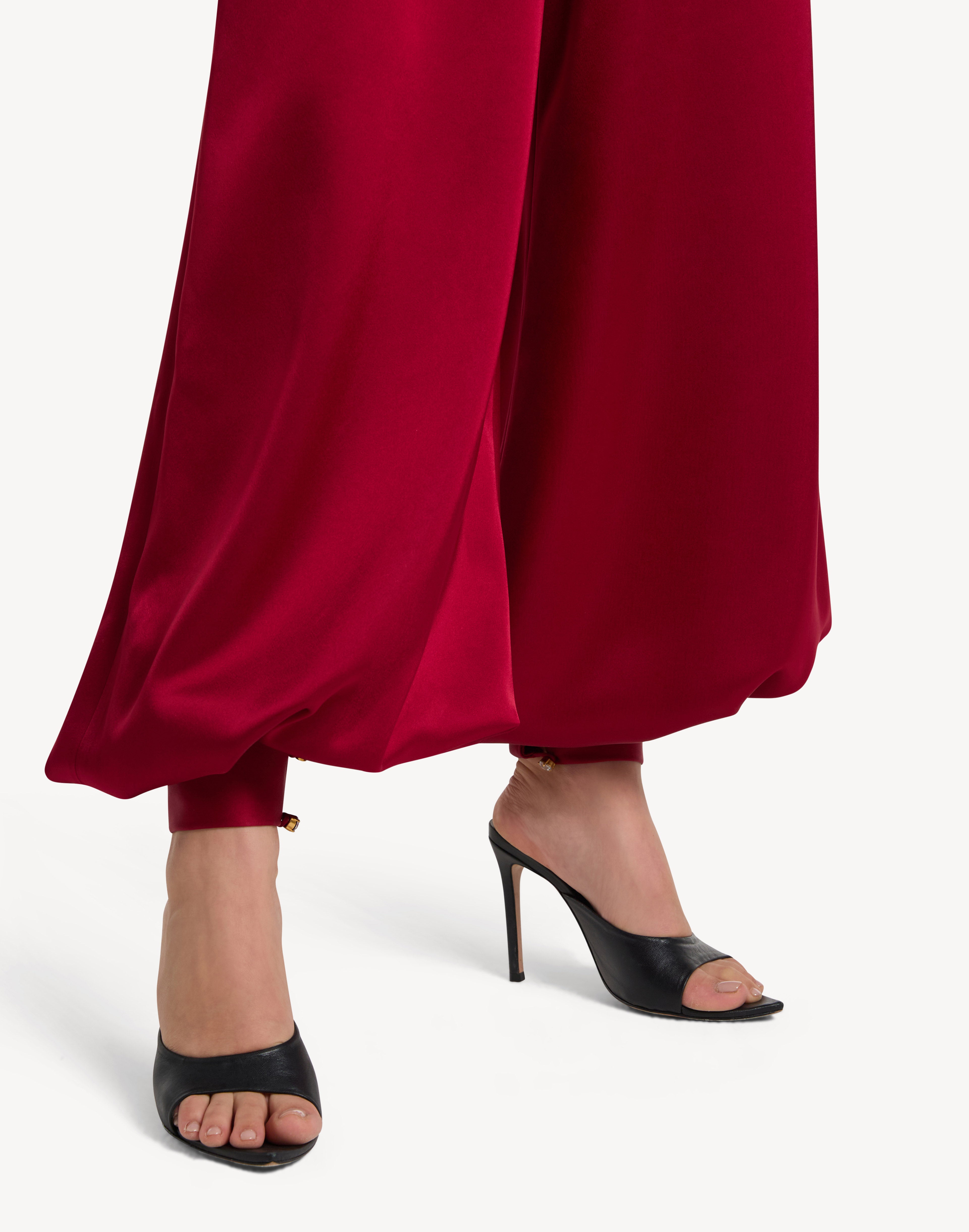 Button Cuff Detail Satin Haram Trousers