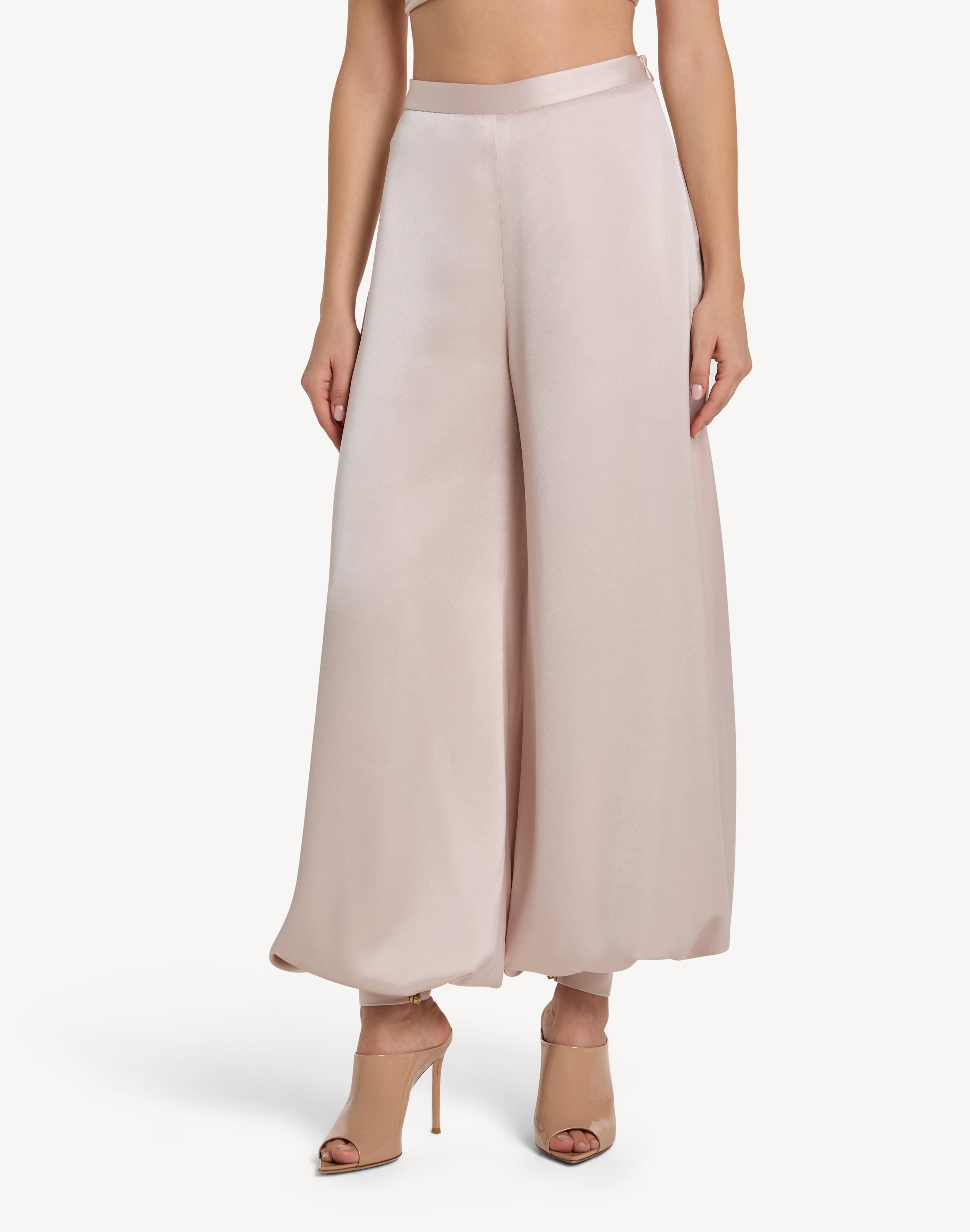 Button Cuff Detail Satin Haram Trousers