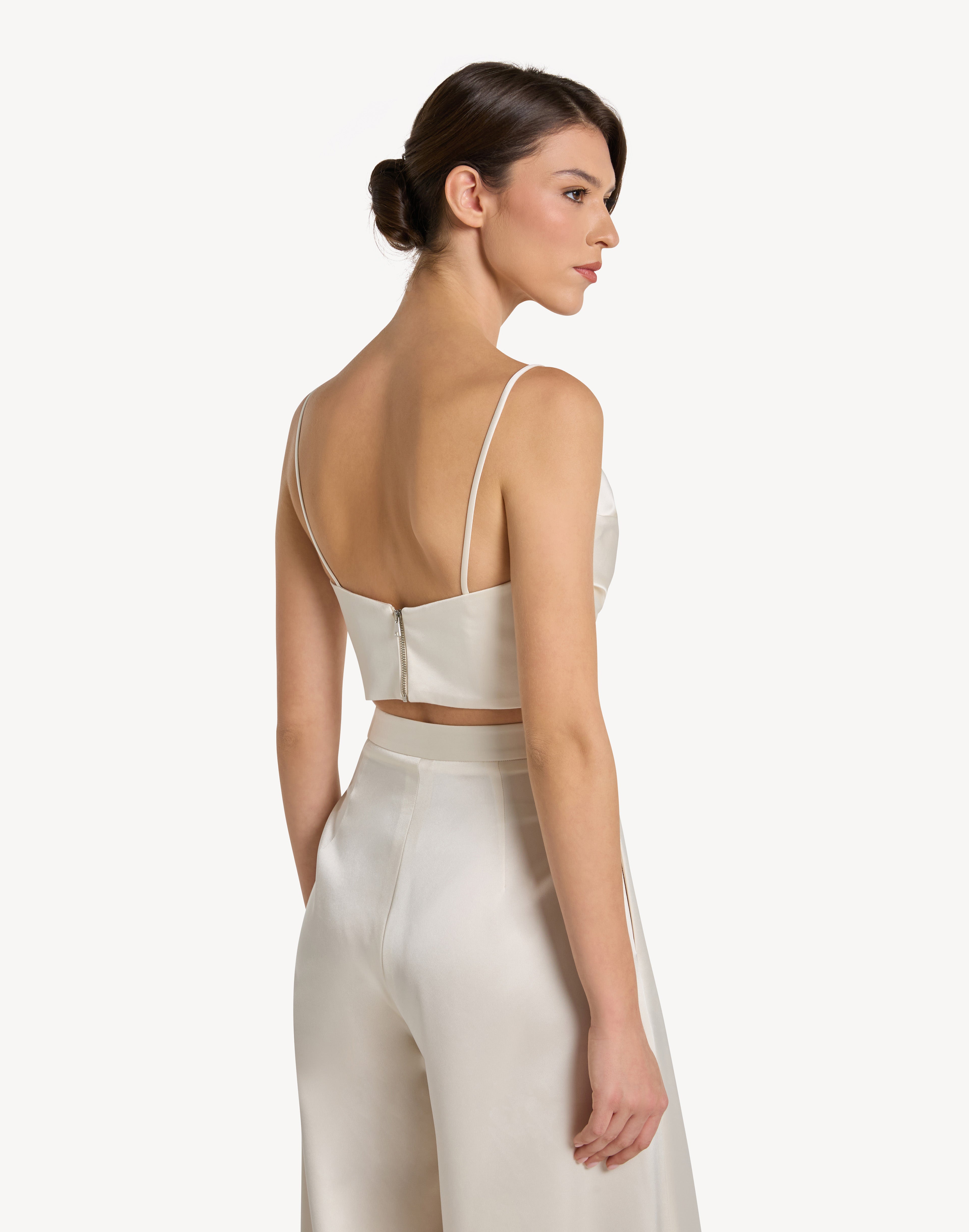 Button Cuff Detail Satin Haram Trousers