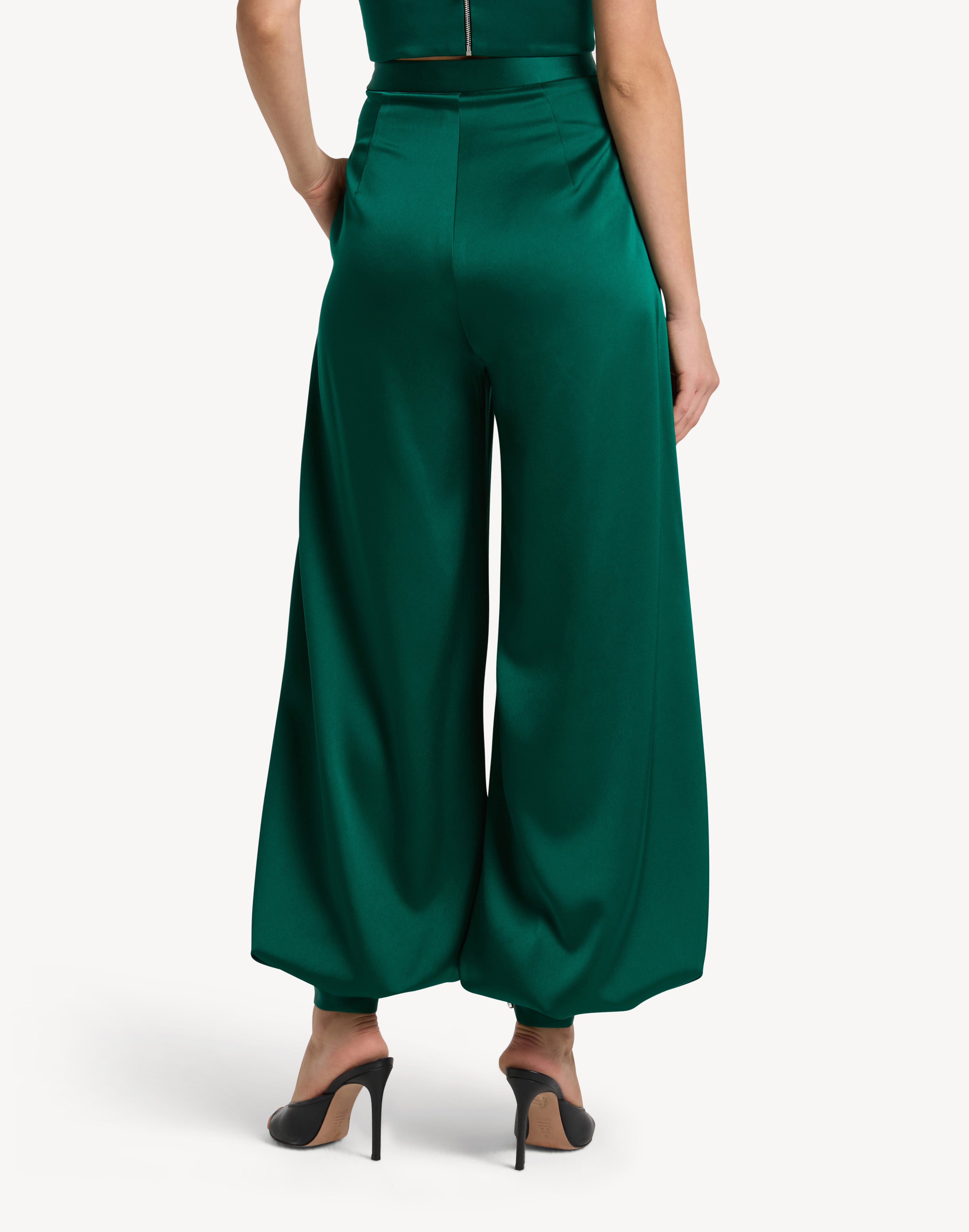 Button Cuff Detail Satin Haram Trousers