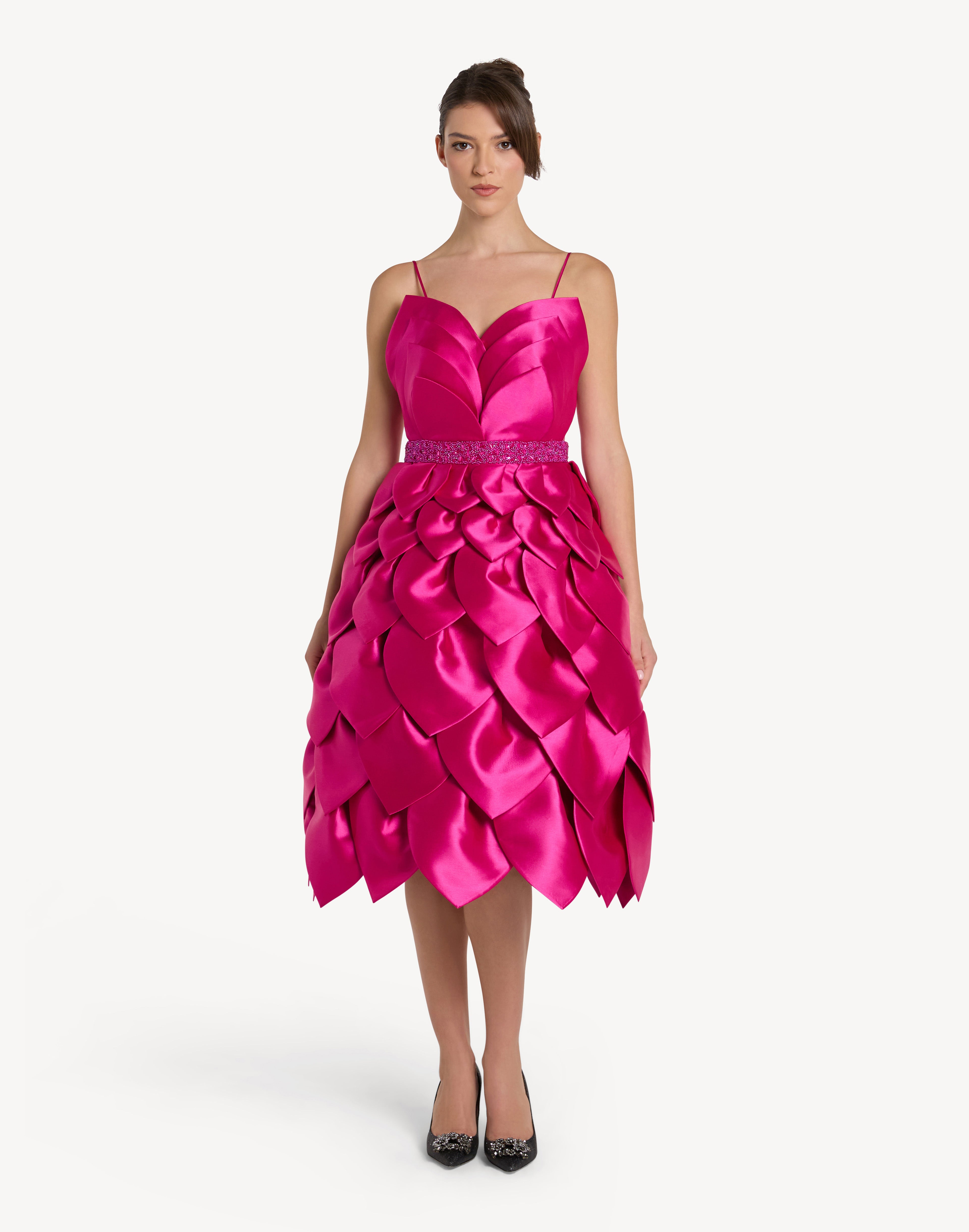 Leaf Appliqué Corset Sweetheart Midi Dress