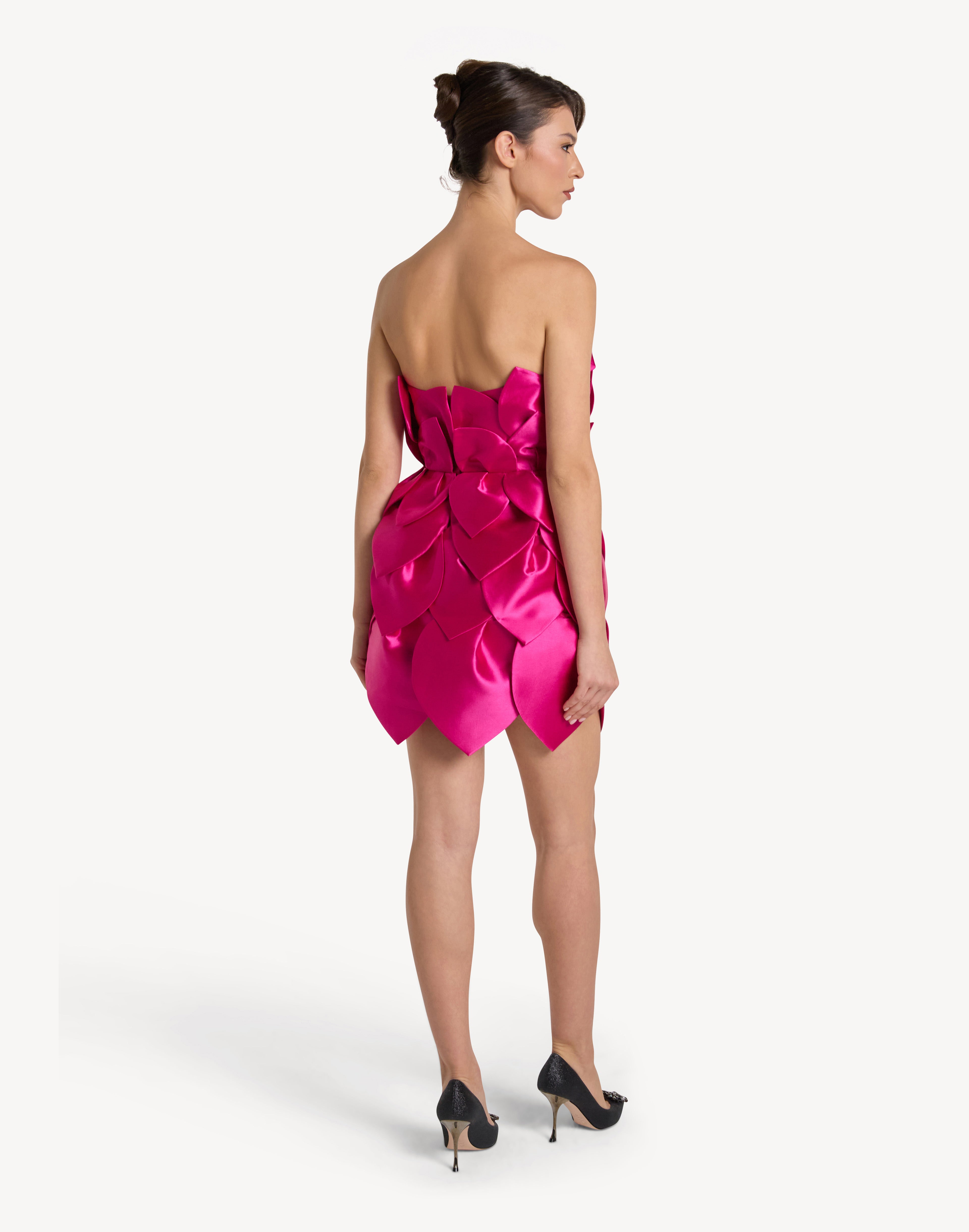 Leaf Appliqué Corset Sweetheart Mini Dress