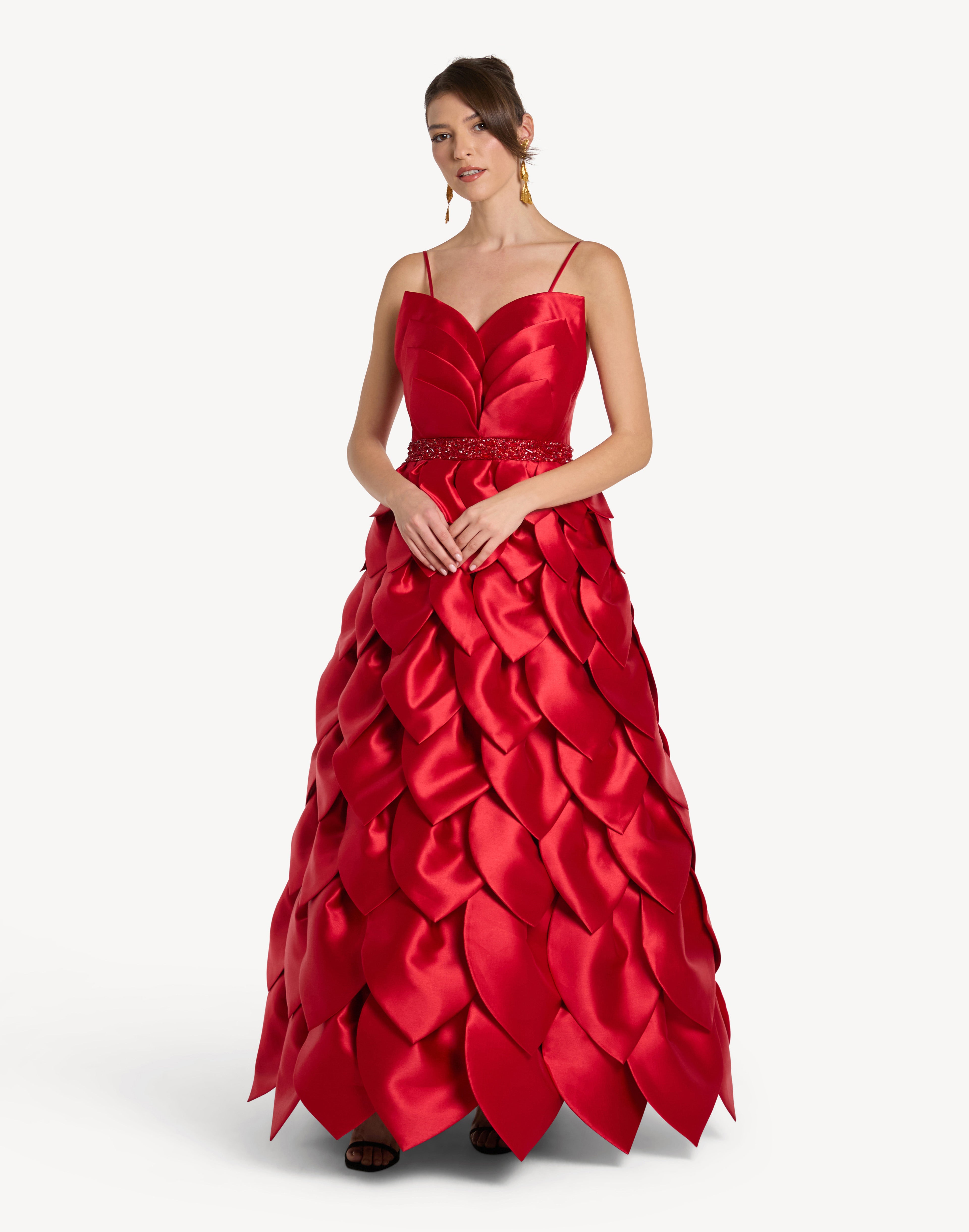 Leaf Appliqué Corset Sweetheart Gown