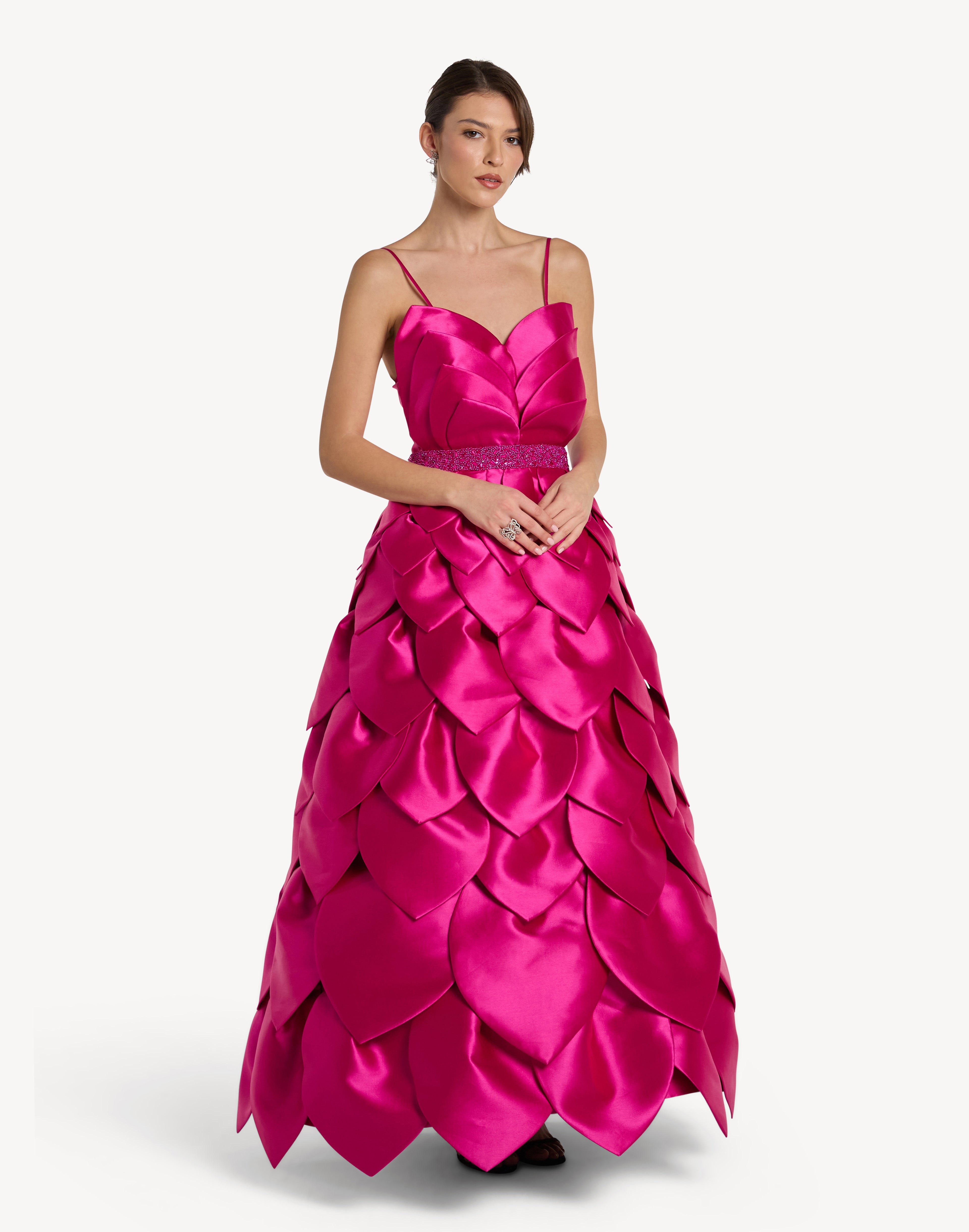 Leaf Appliqué Corset Sweetheart Gown