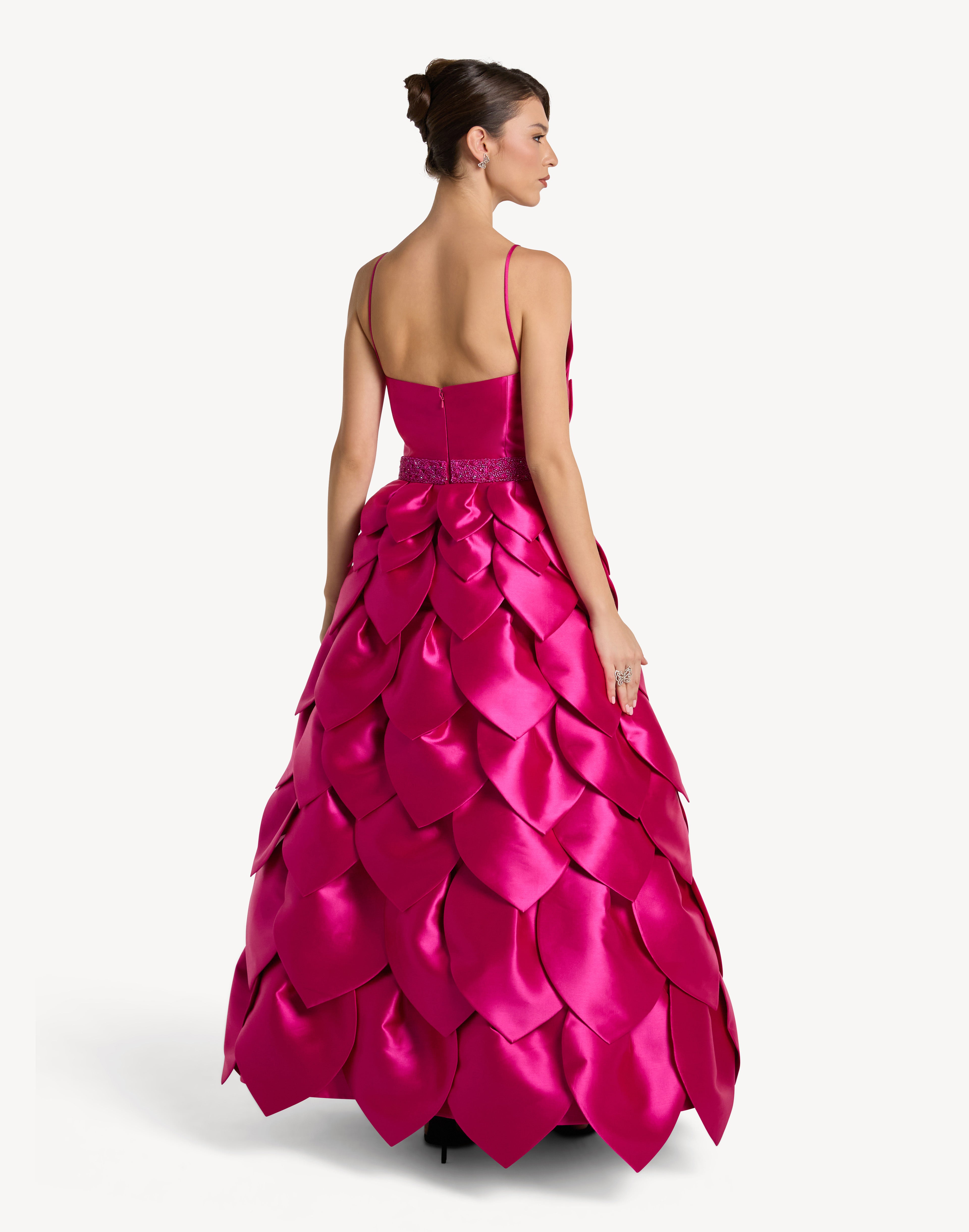 Leaf Appliqué Corset Sweetheart Gown