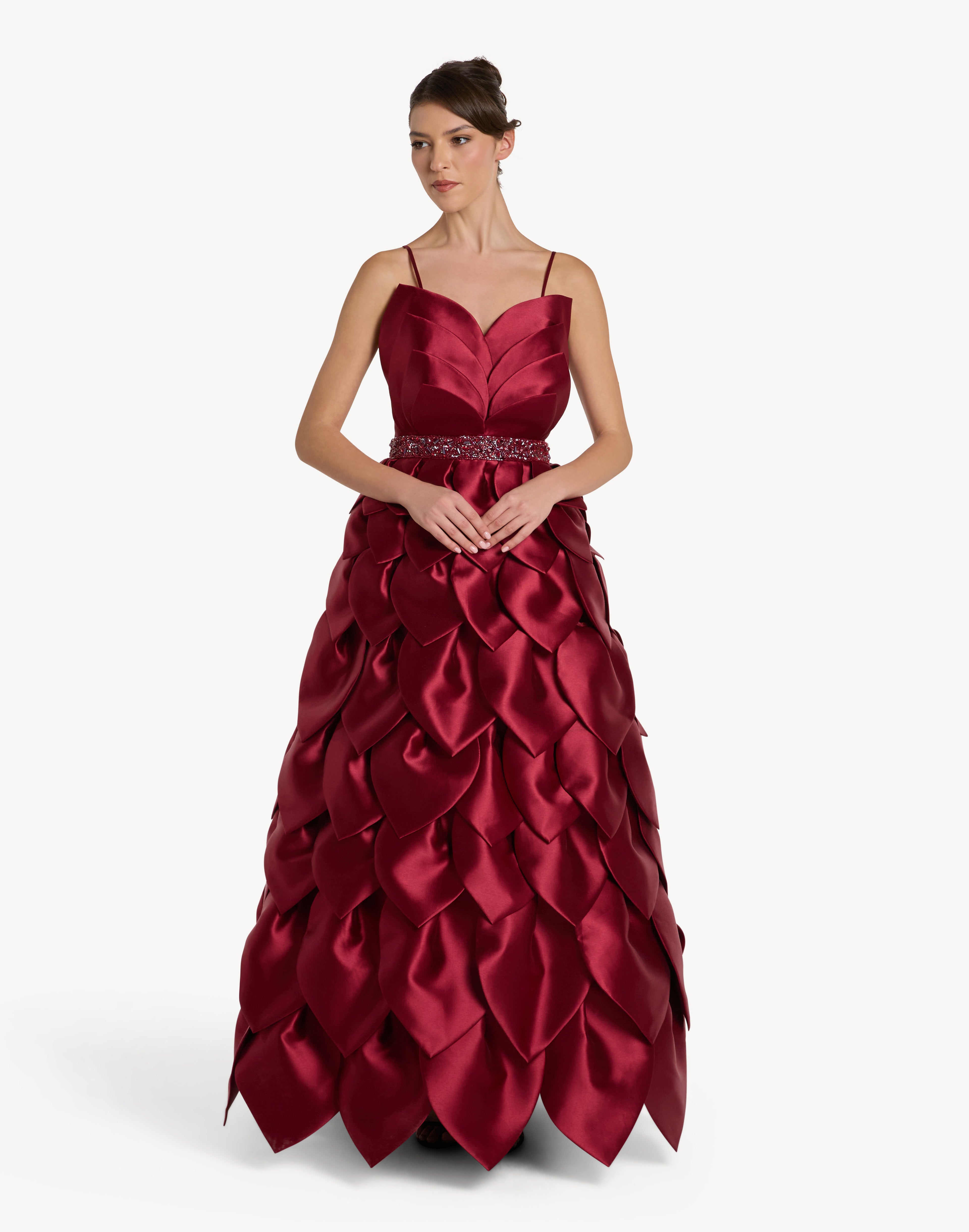 Leaf Appliqué Corset Sweetheart Gown