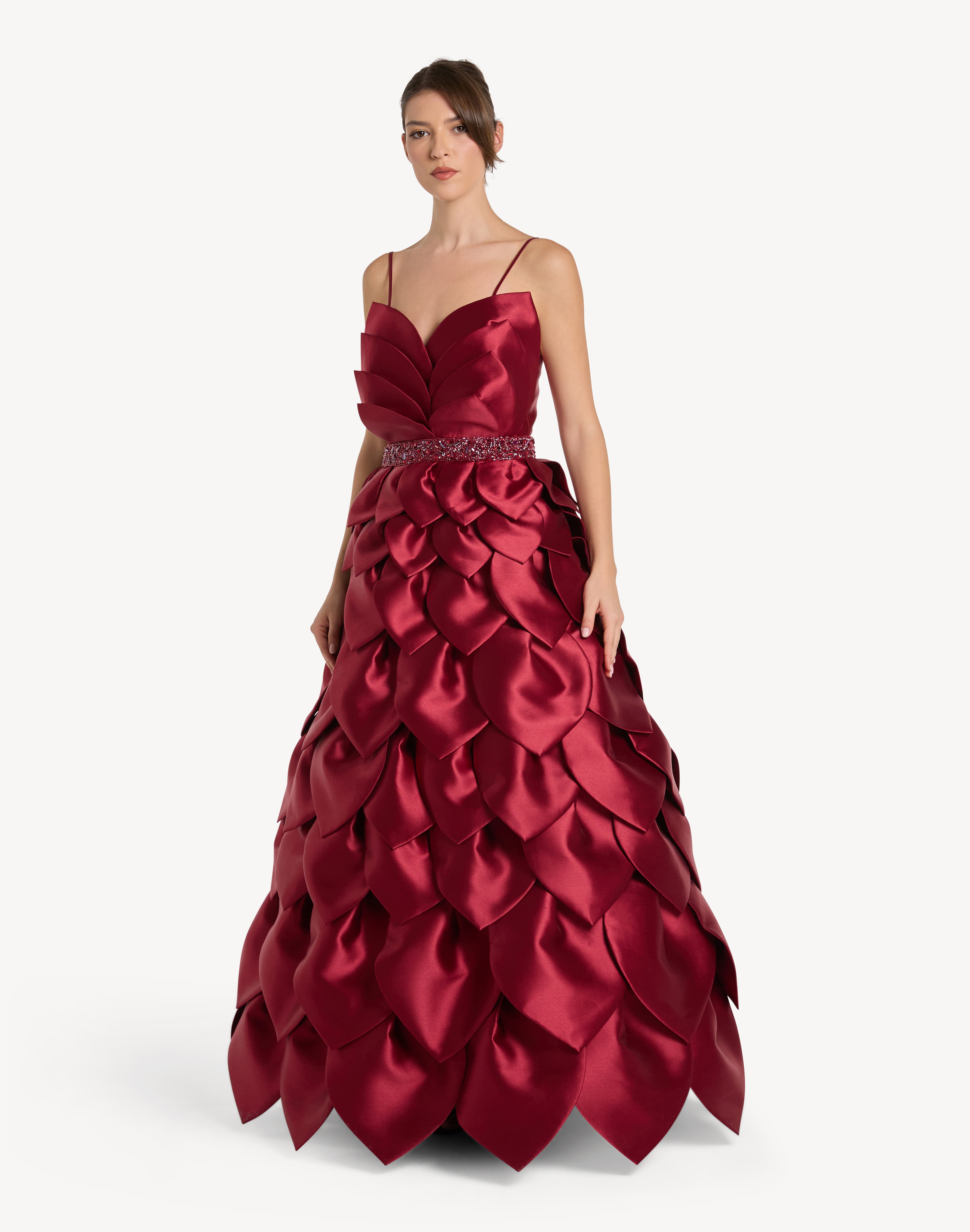 Leaf Appliqué Corset Sweetheart Gown