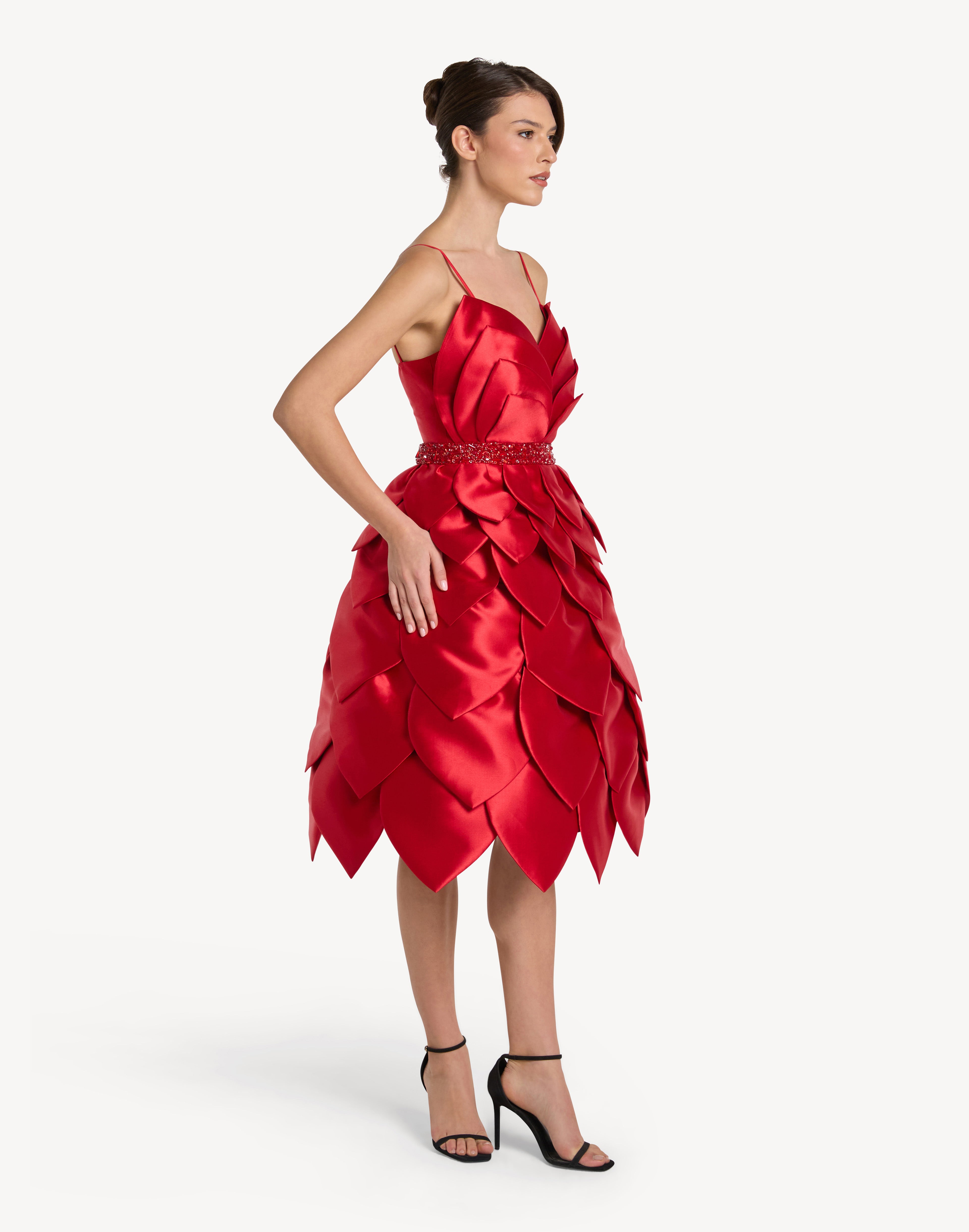 Leaf Appliqué Corset Sweetheart Midi Dress