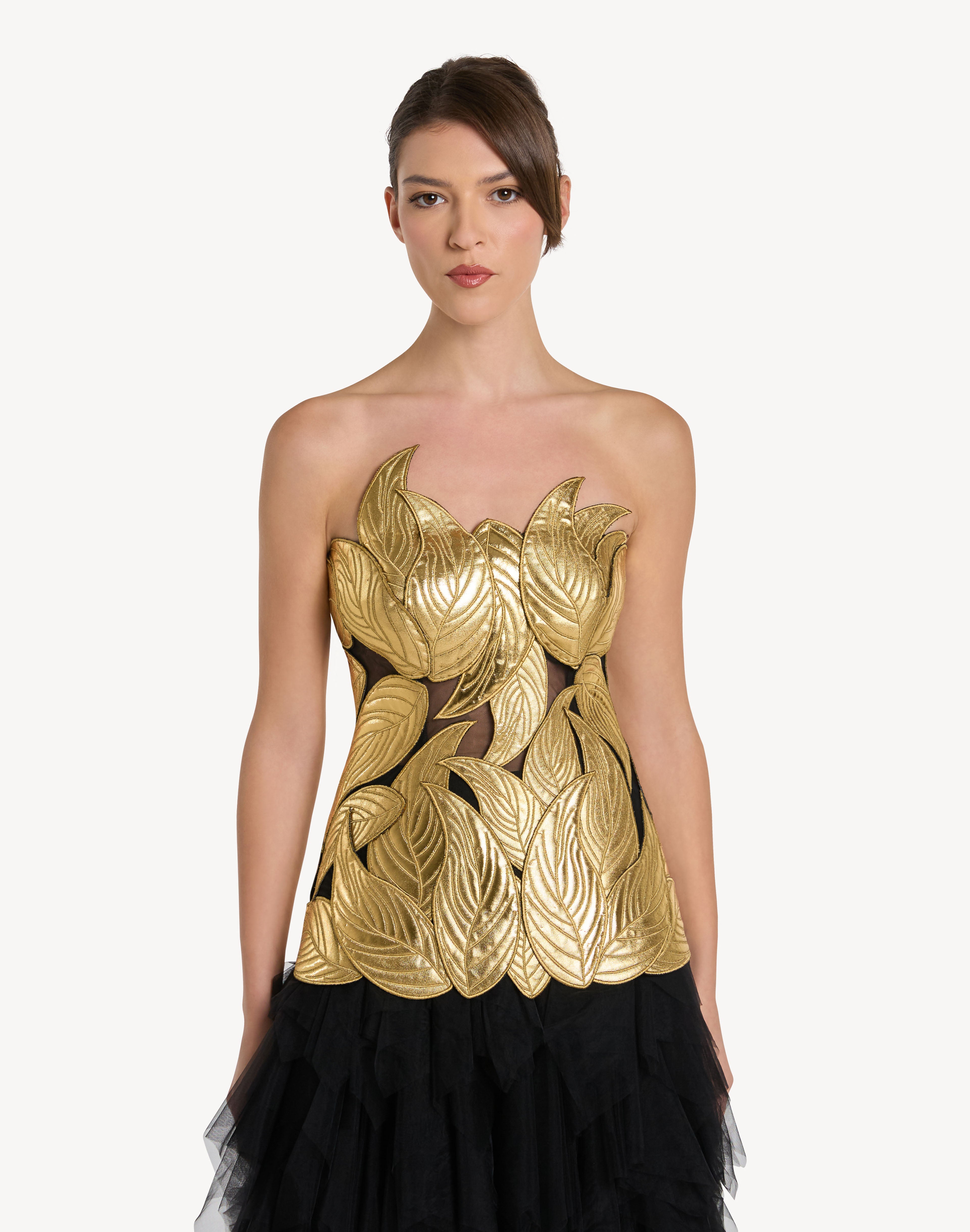 Grandeur Leaf Appliqué Corset