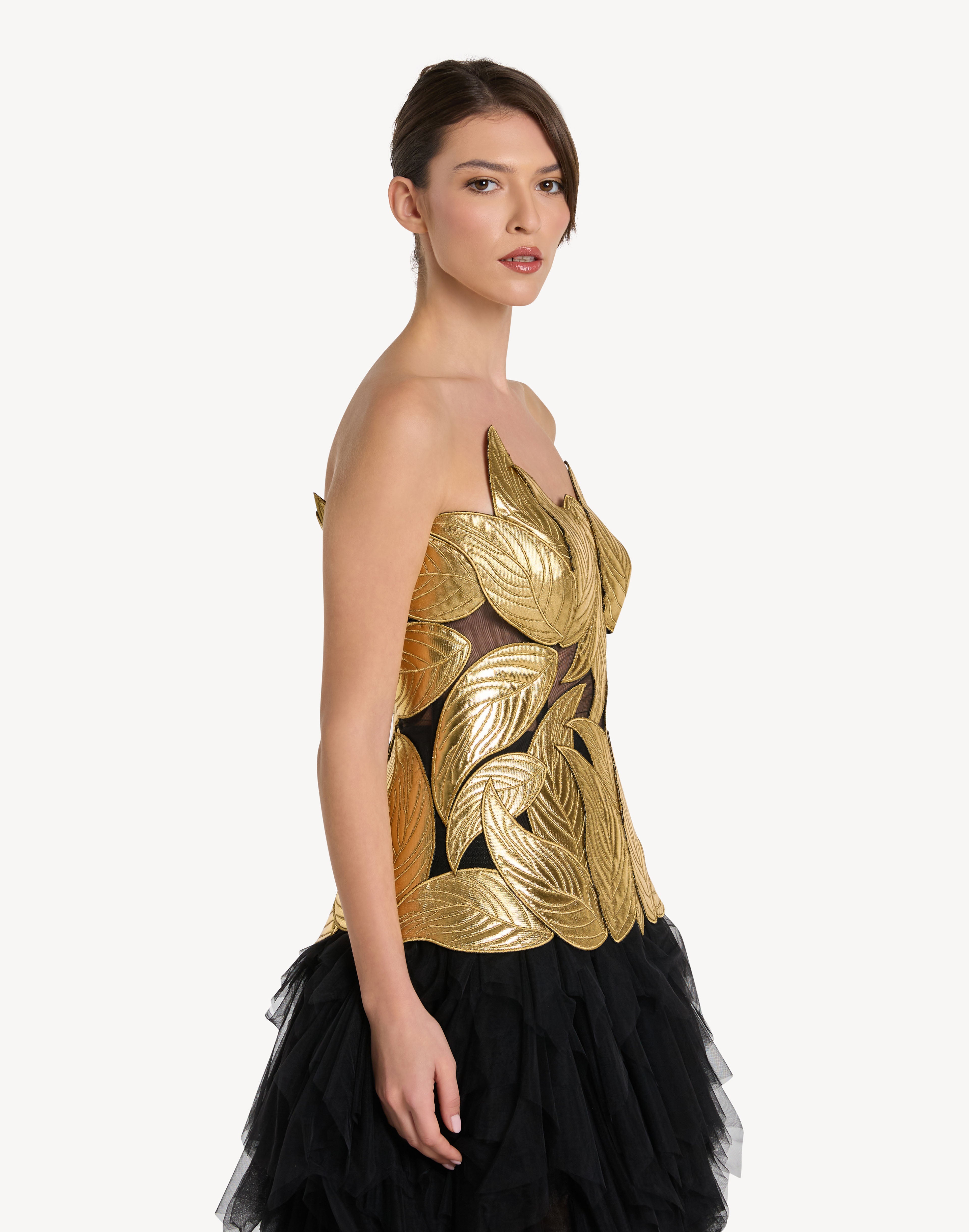 Grandeur Leaf Appliqué Corset