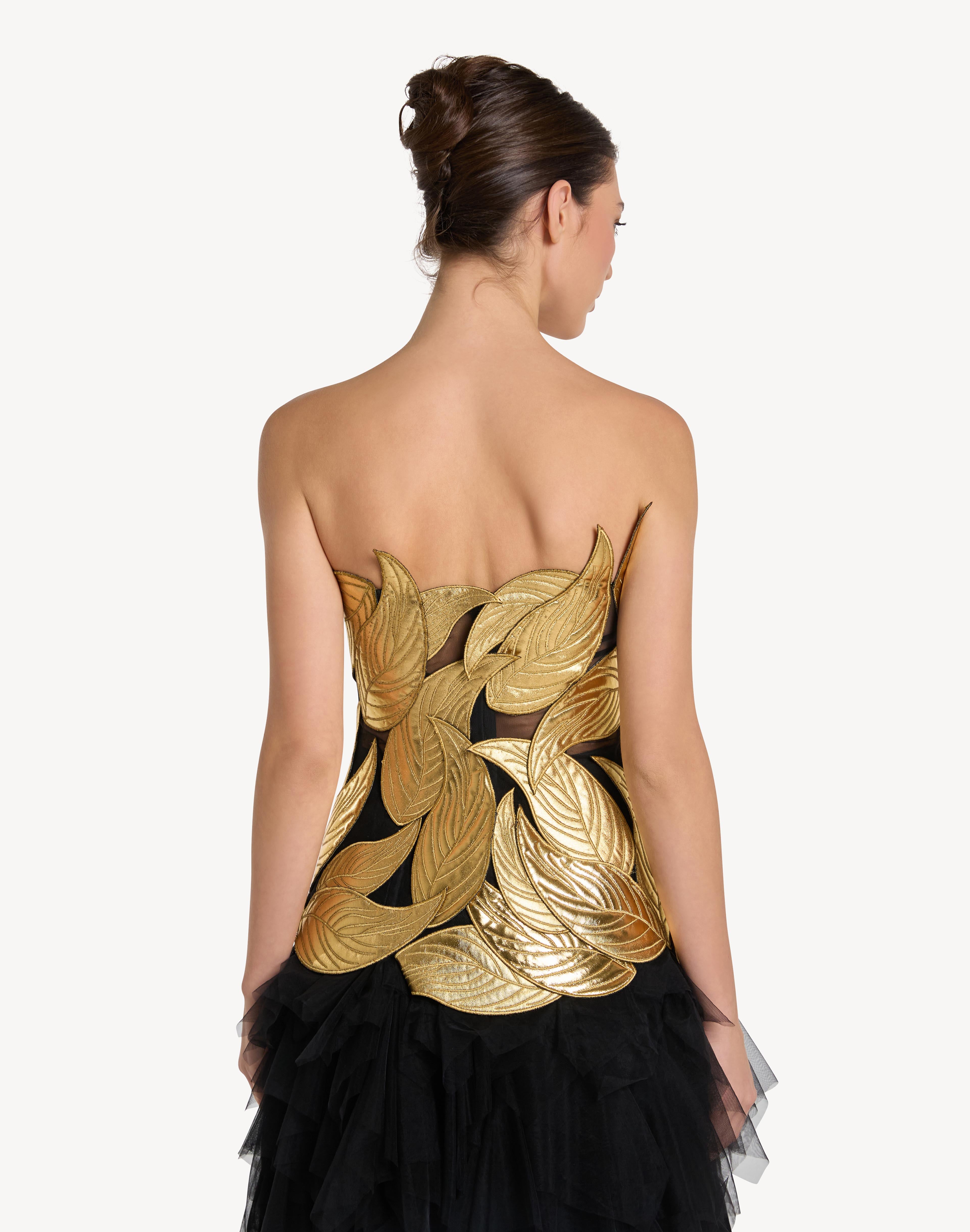 Grandeur Leaf Appliqué Corset