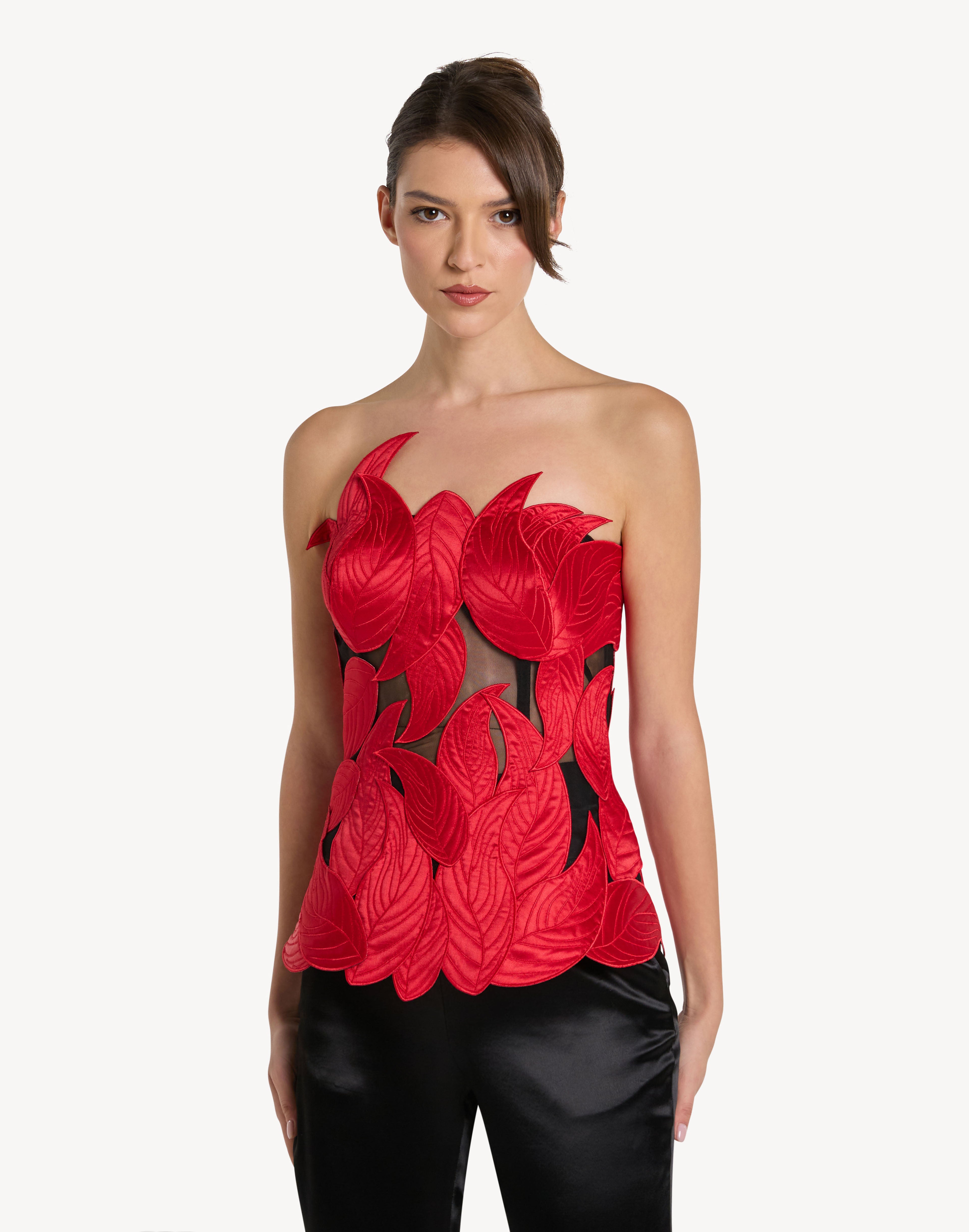 Grandeur Leaf Appliqué Corset