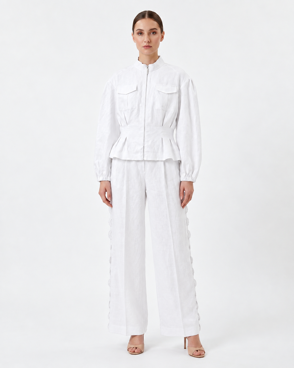 Hemp Mandarin Collar Safari Jacket