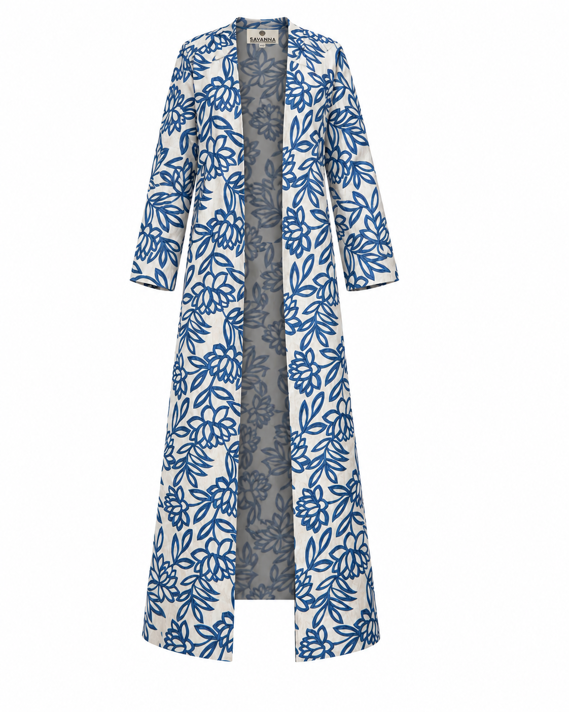 Floral Jacquard Long Belted Jacket
